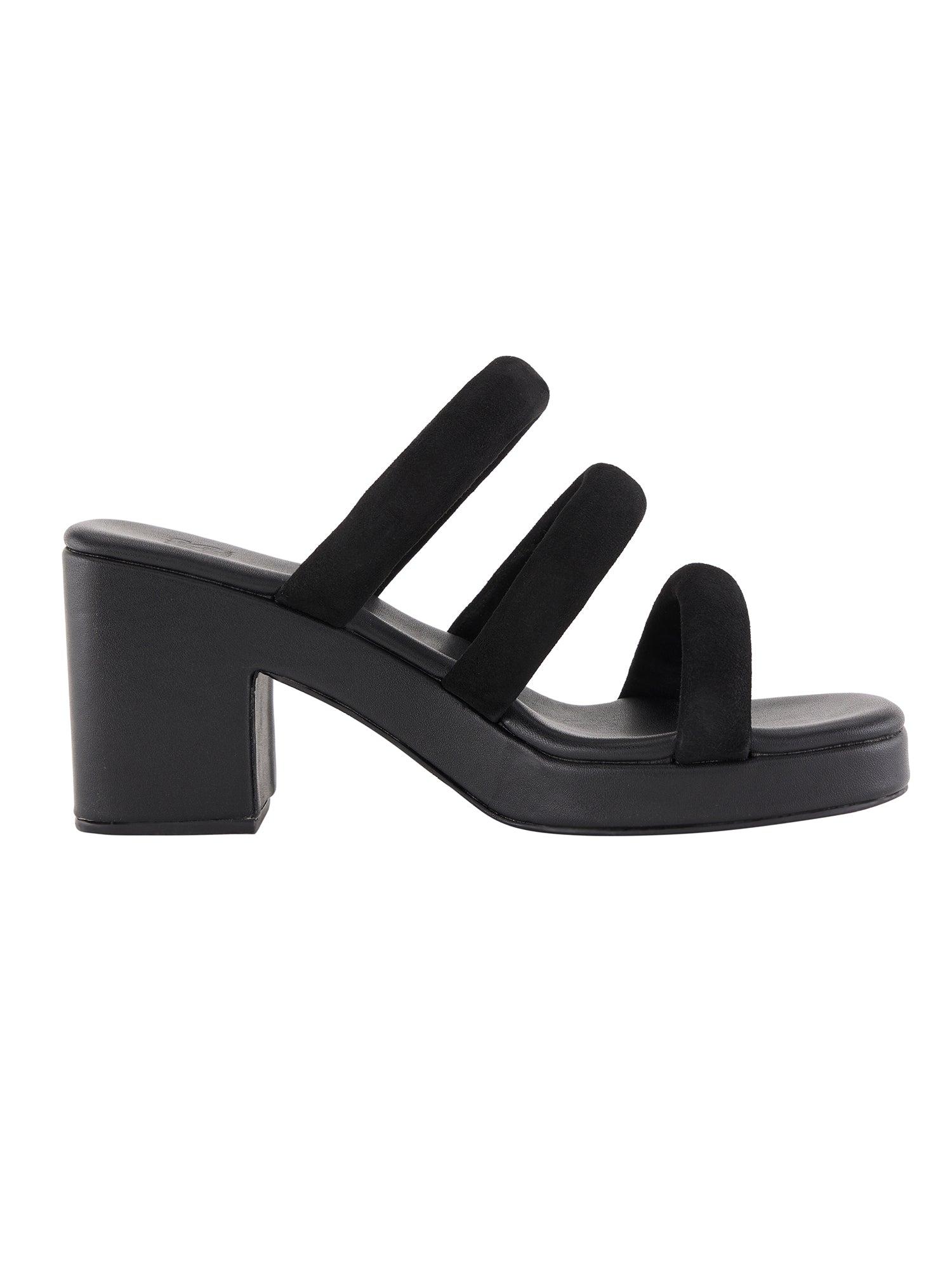 Dijon Black Suede Platform Heels For Women