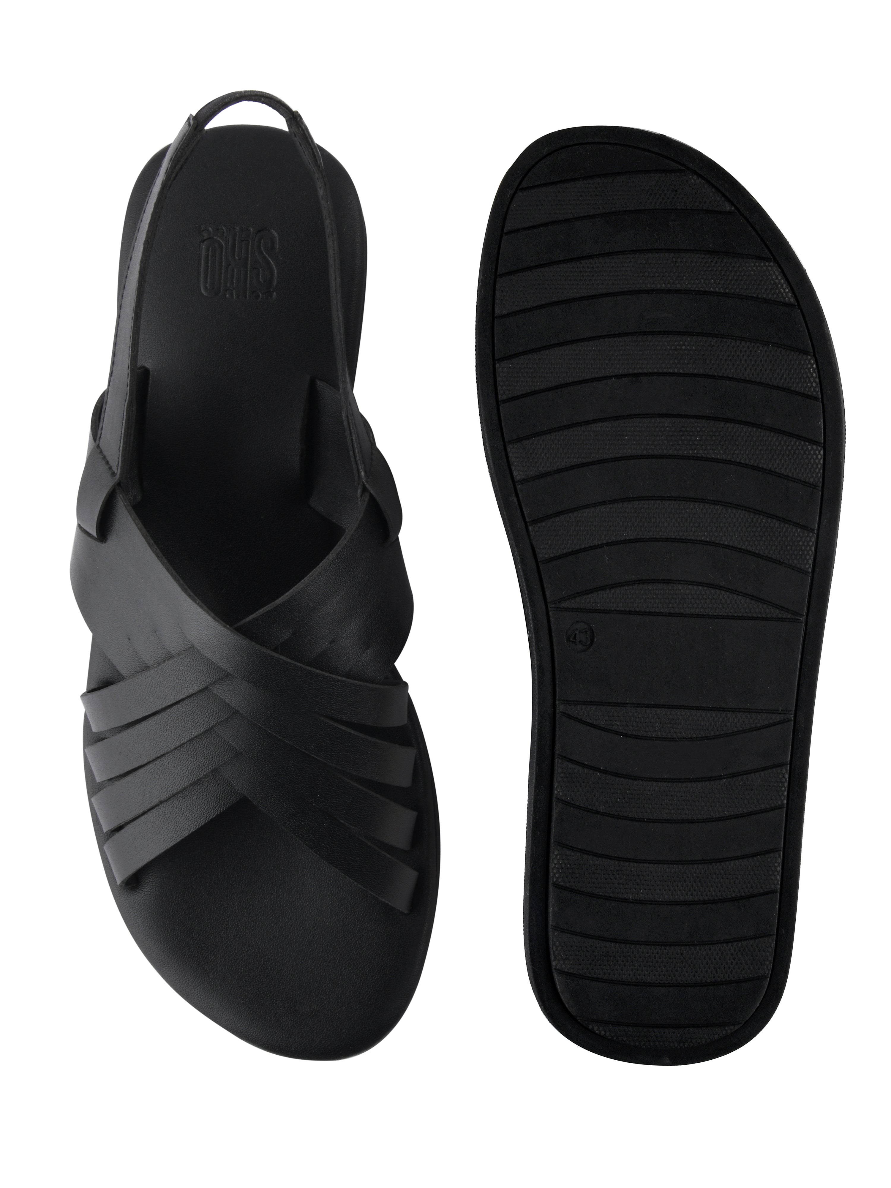 Salerno Black Flat Sandals For Women