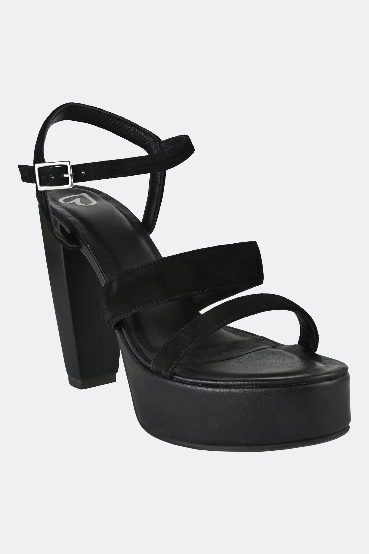 Black Two Strap Platform Heels For Women