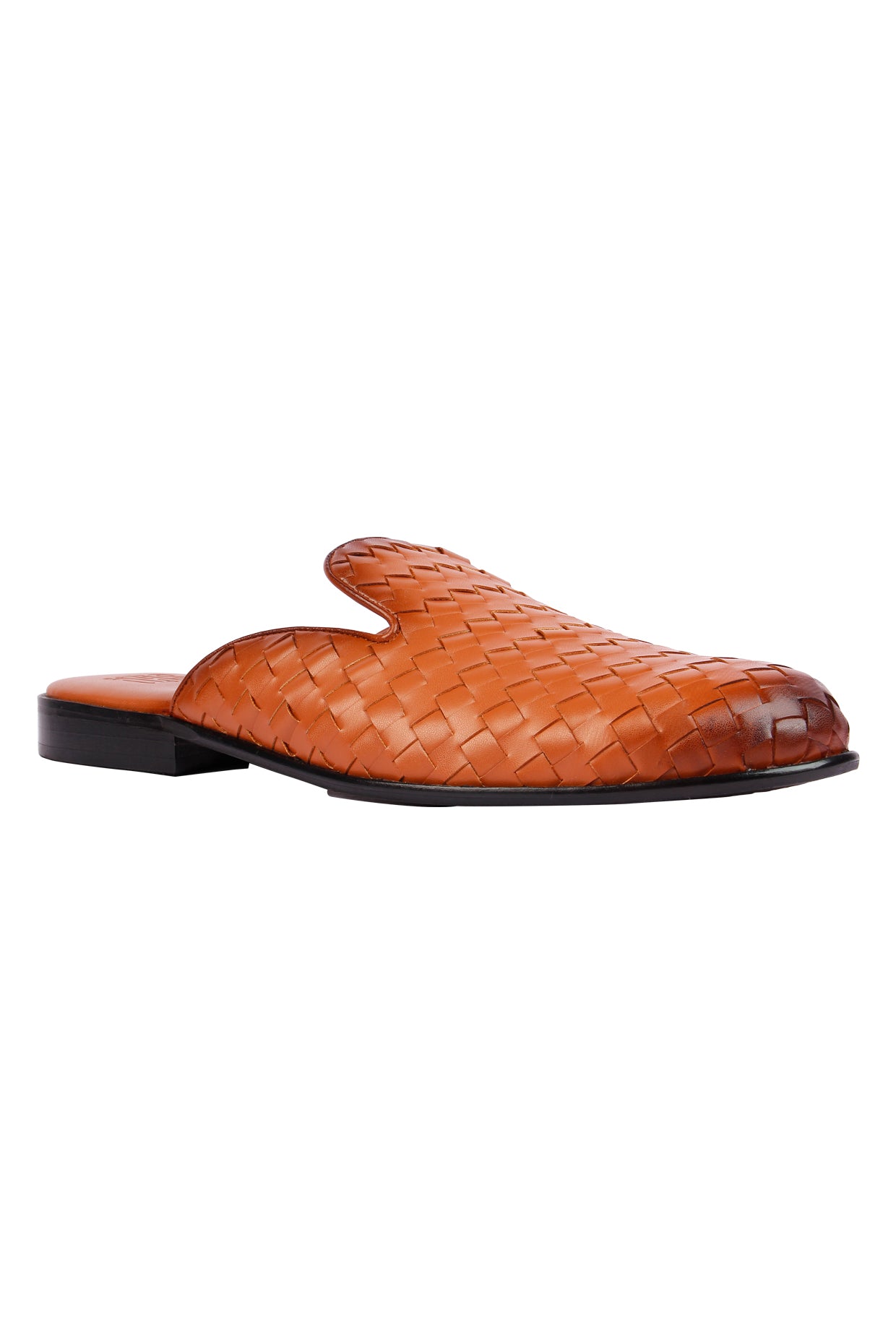 David Tan Weave Mules For Men