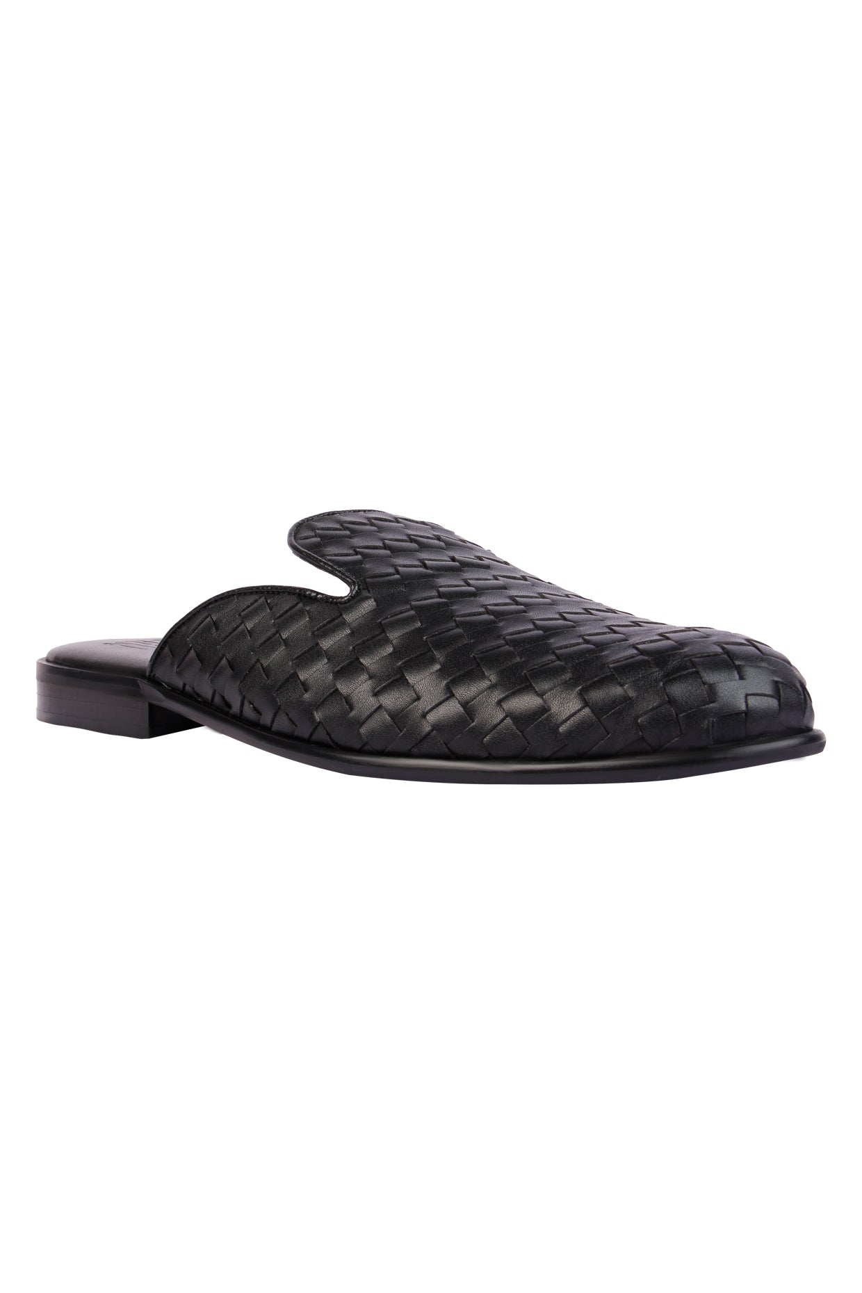 David Black Weave Mules For Men