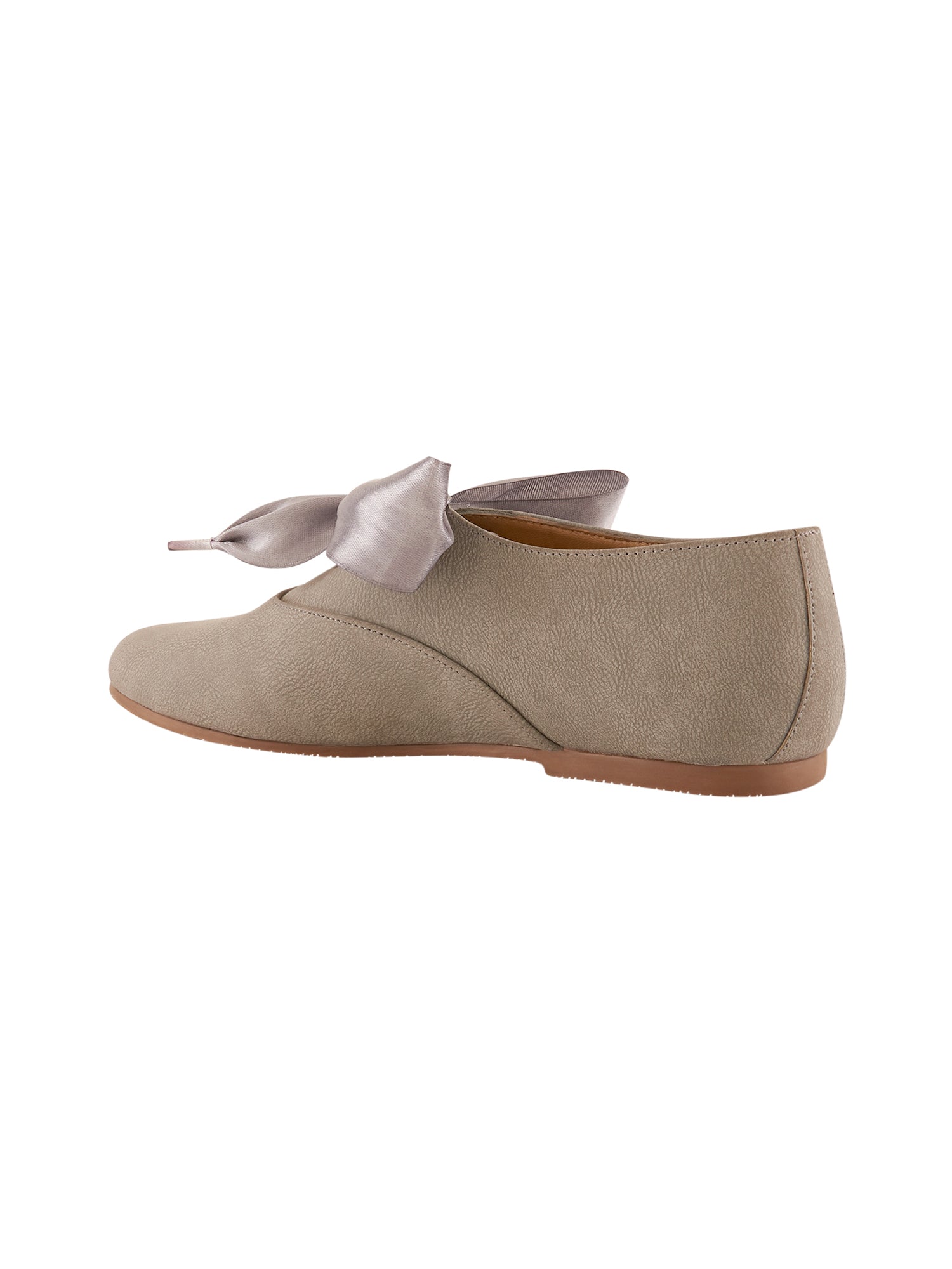 Freya Grey Derby Shoes With Bow Laces For Women