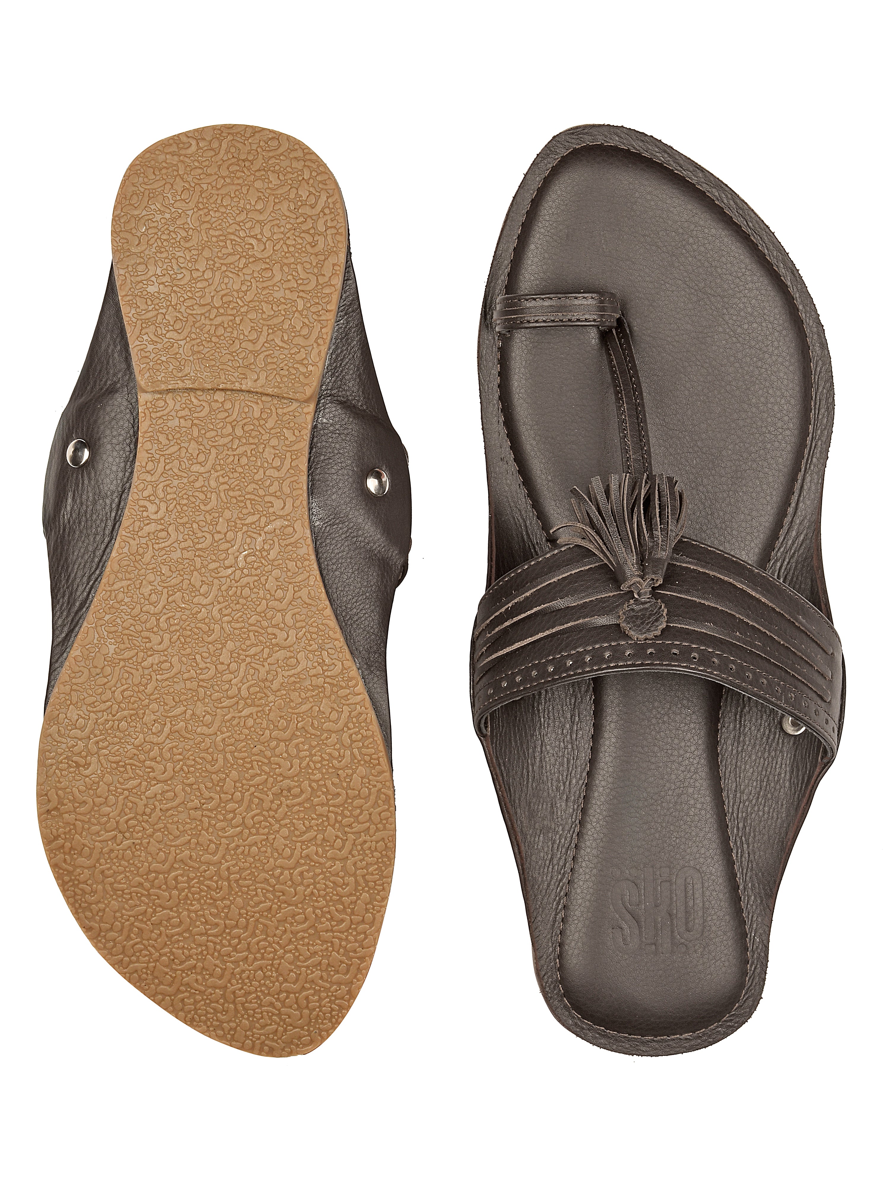 Brown Leather Kolhapuri Slippers For Men