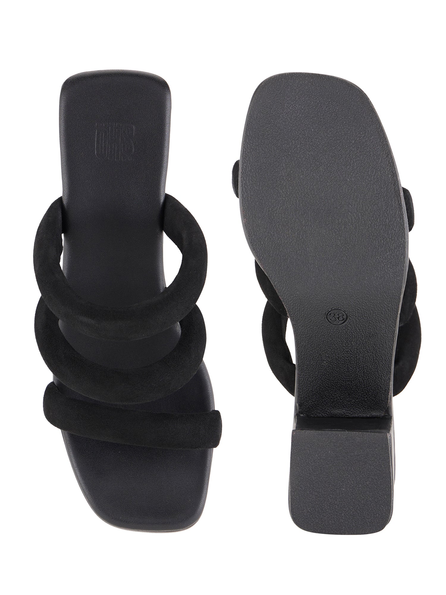 Dijon Black Suede Platform Heels For Women