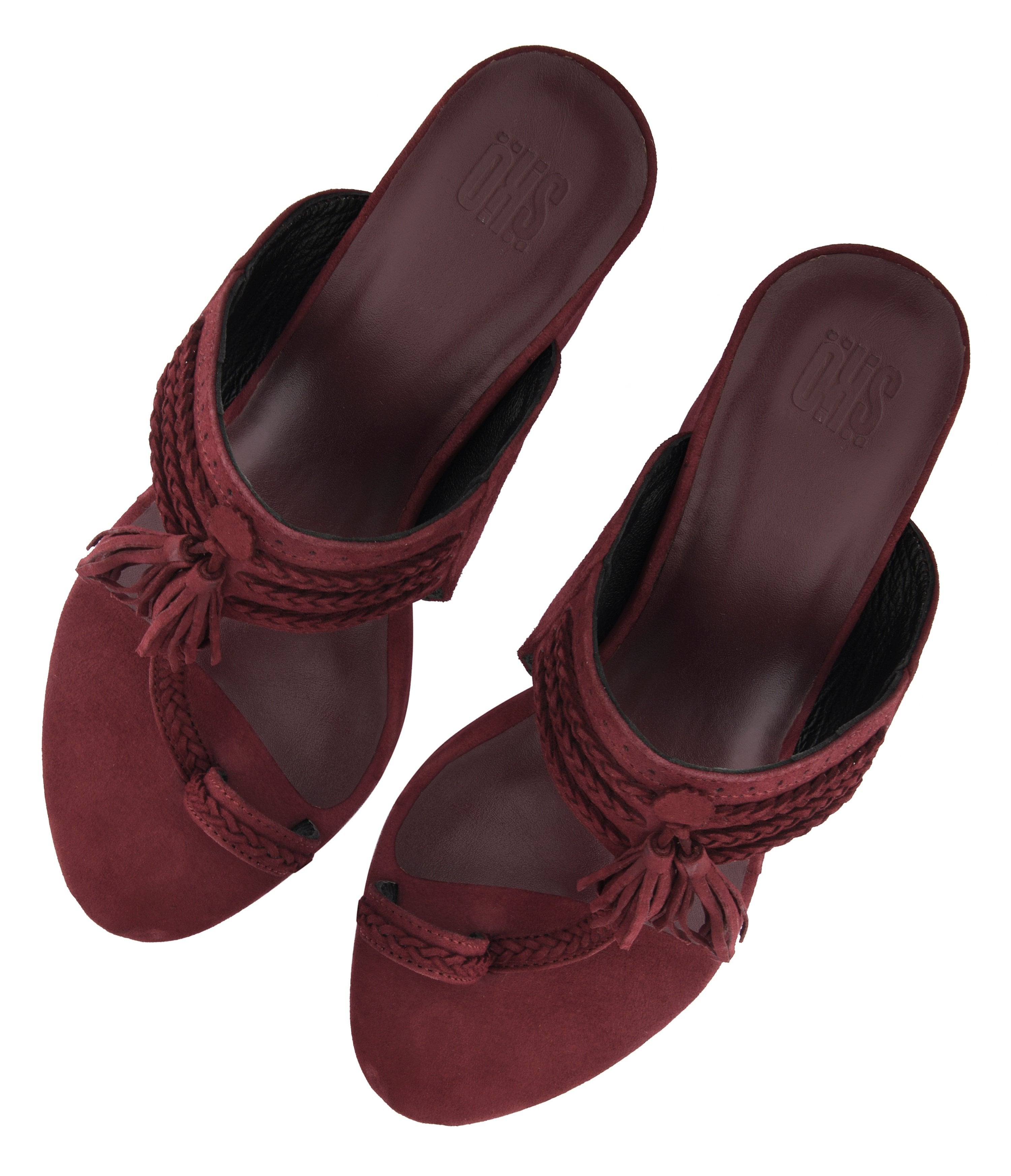Maroon Kolhapuri Block Heels For Women