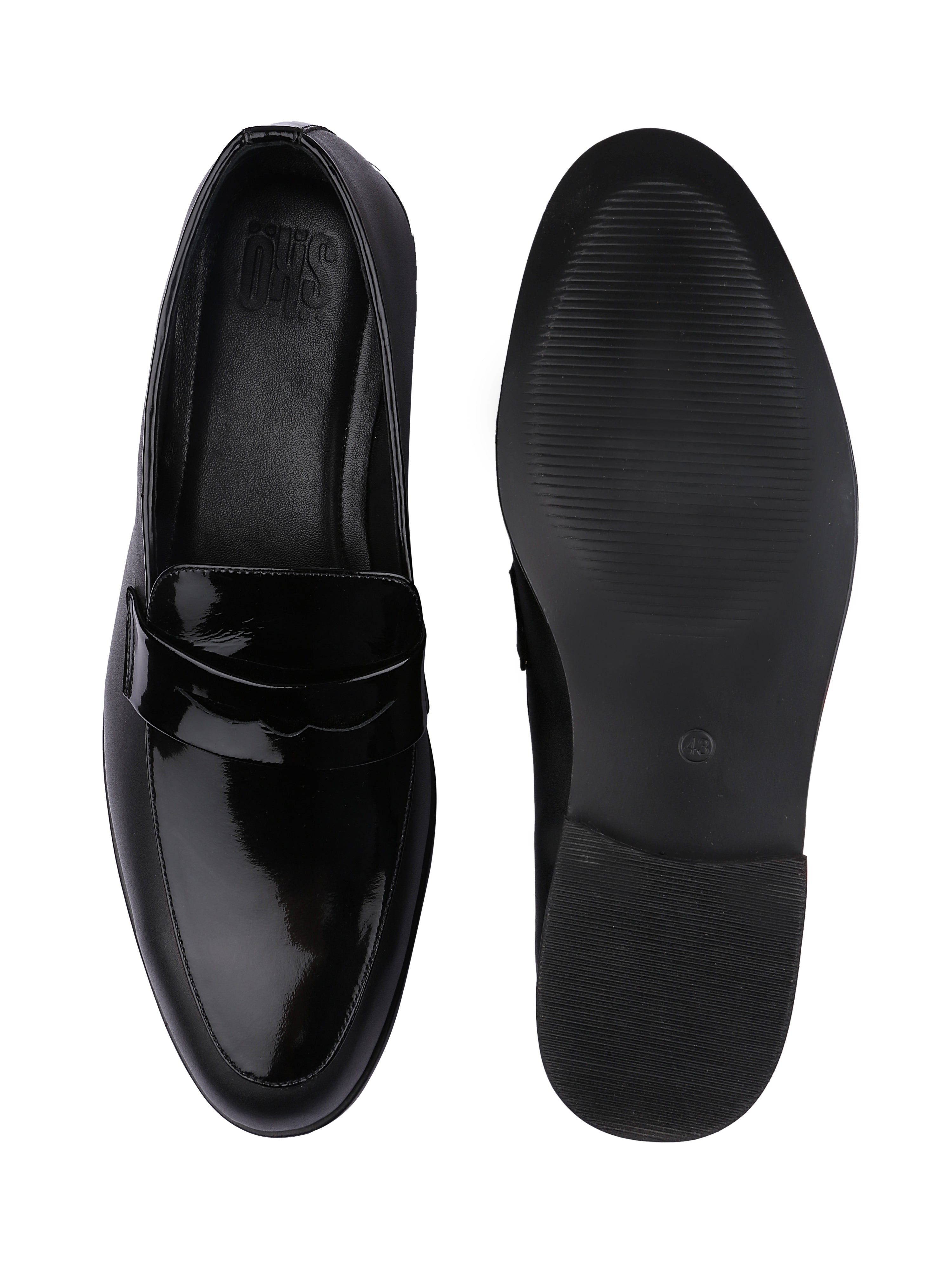 Hugo Black Patent Loafers For Men