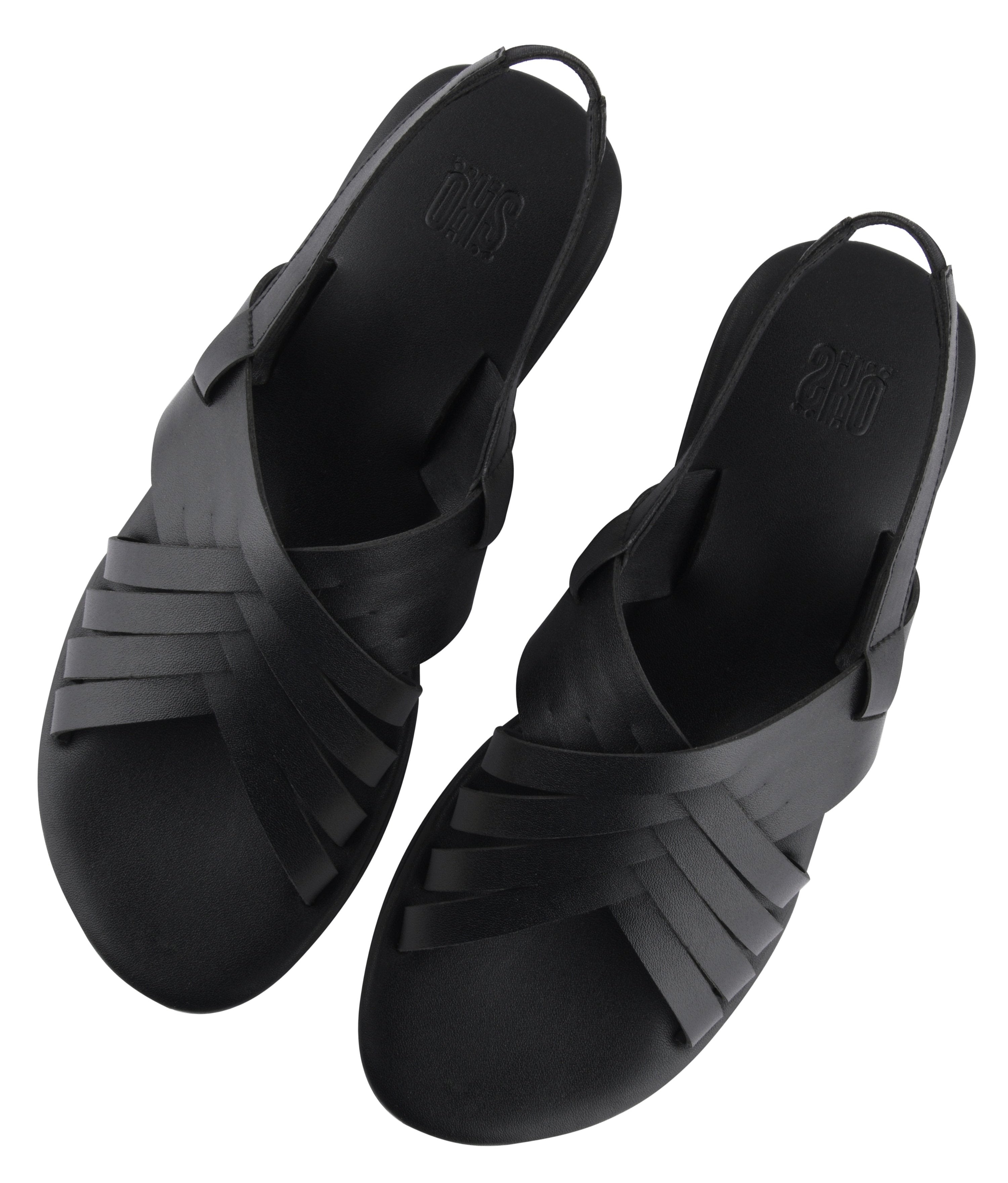 Salerno Black Flat Sandals For Women
