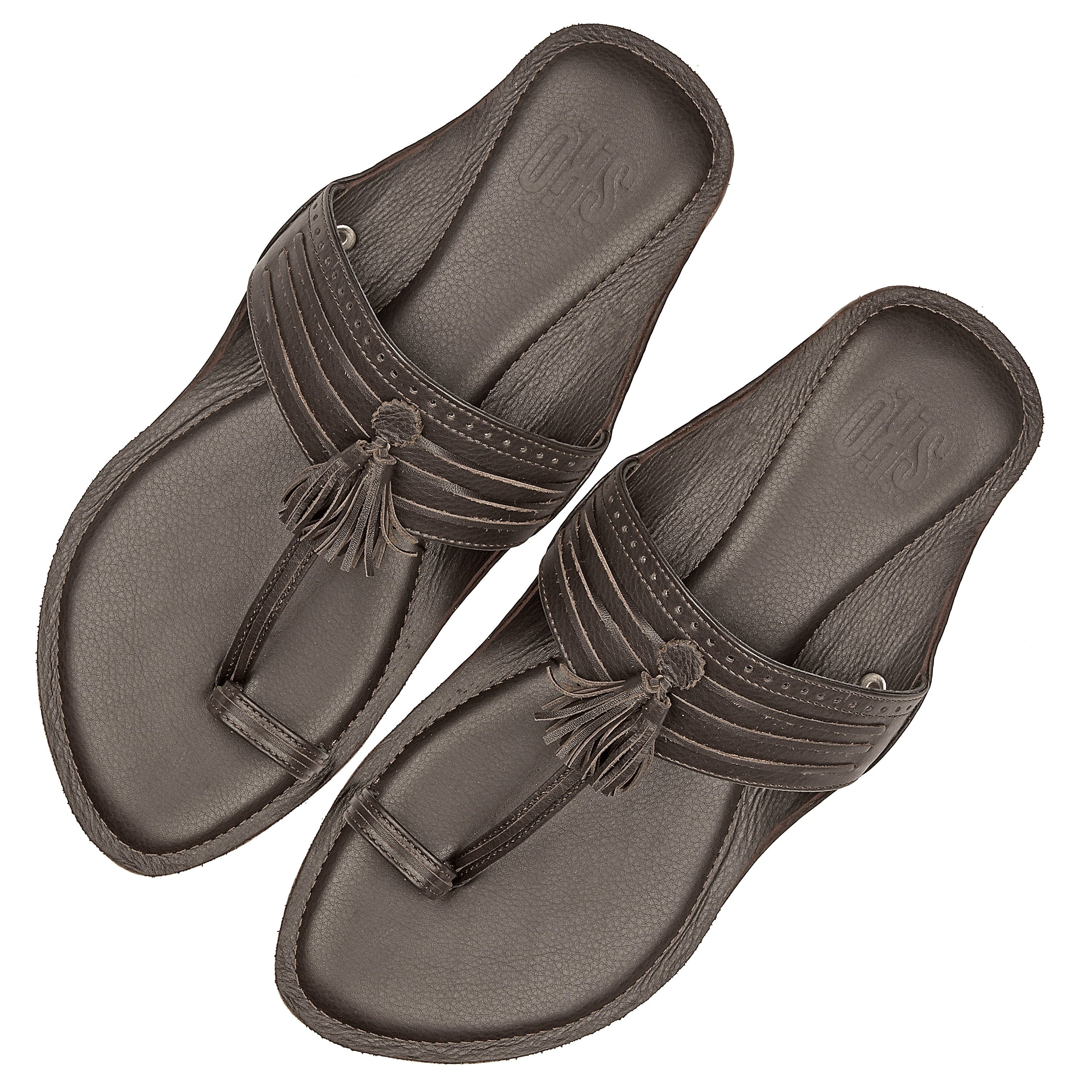 Brown Leather Kolhapuri Slippers For Men