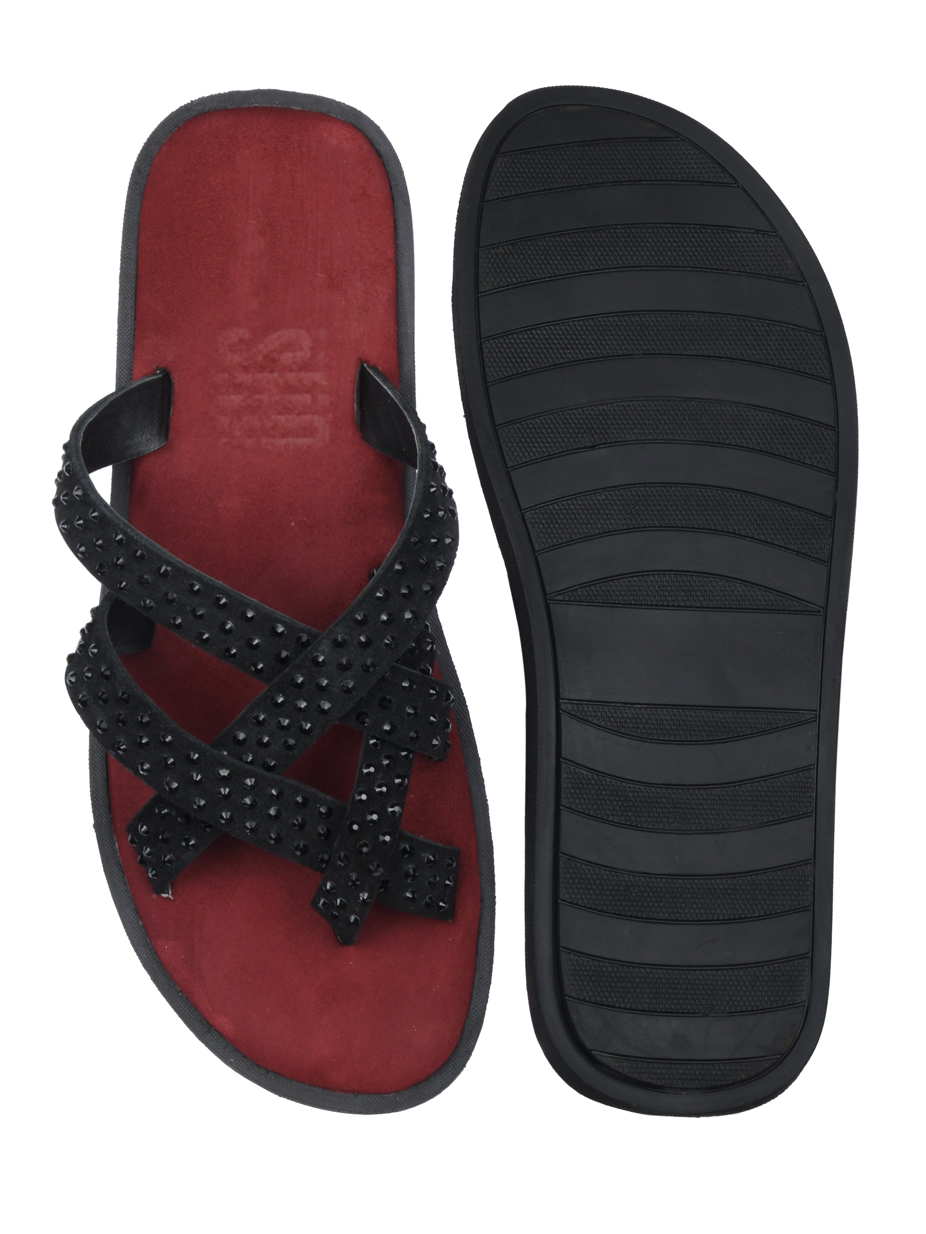 Salvadore Black Dotted Slippers For Men