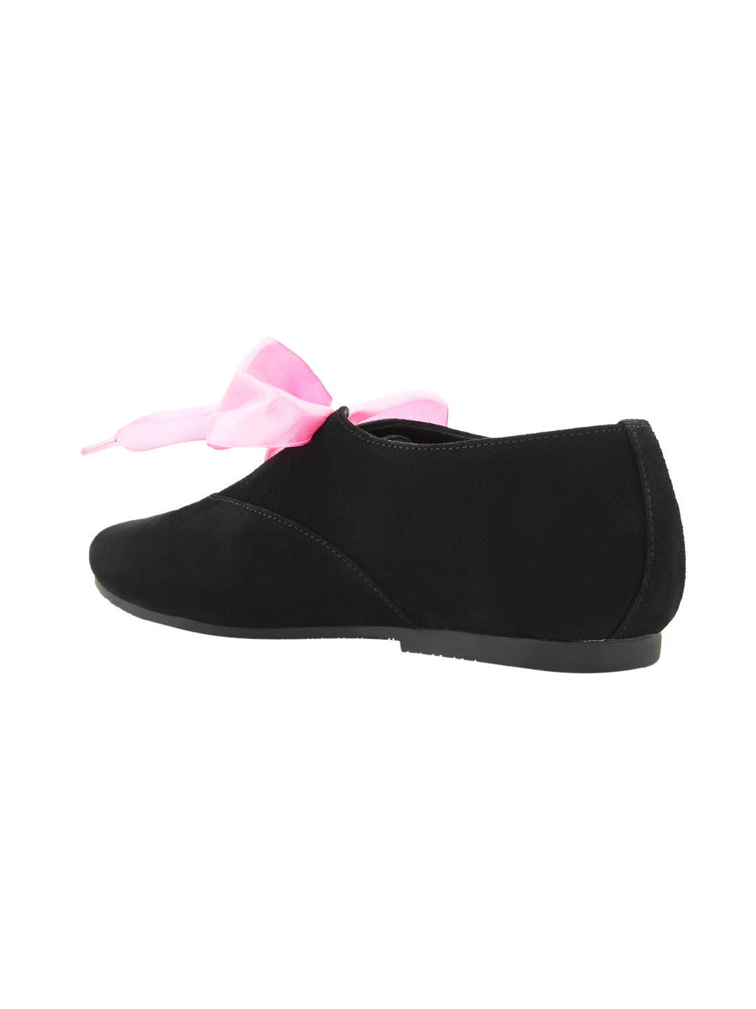 Freya Black Derby Shoes With Bow Laces For Women