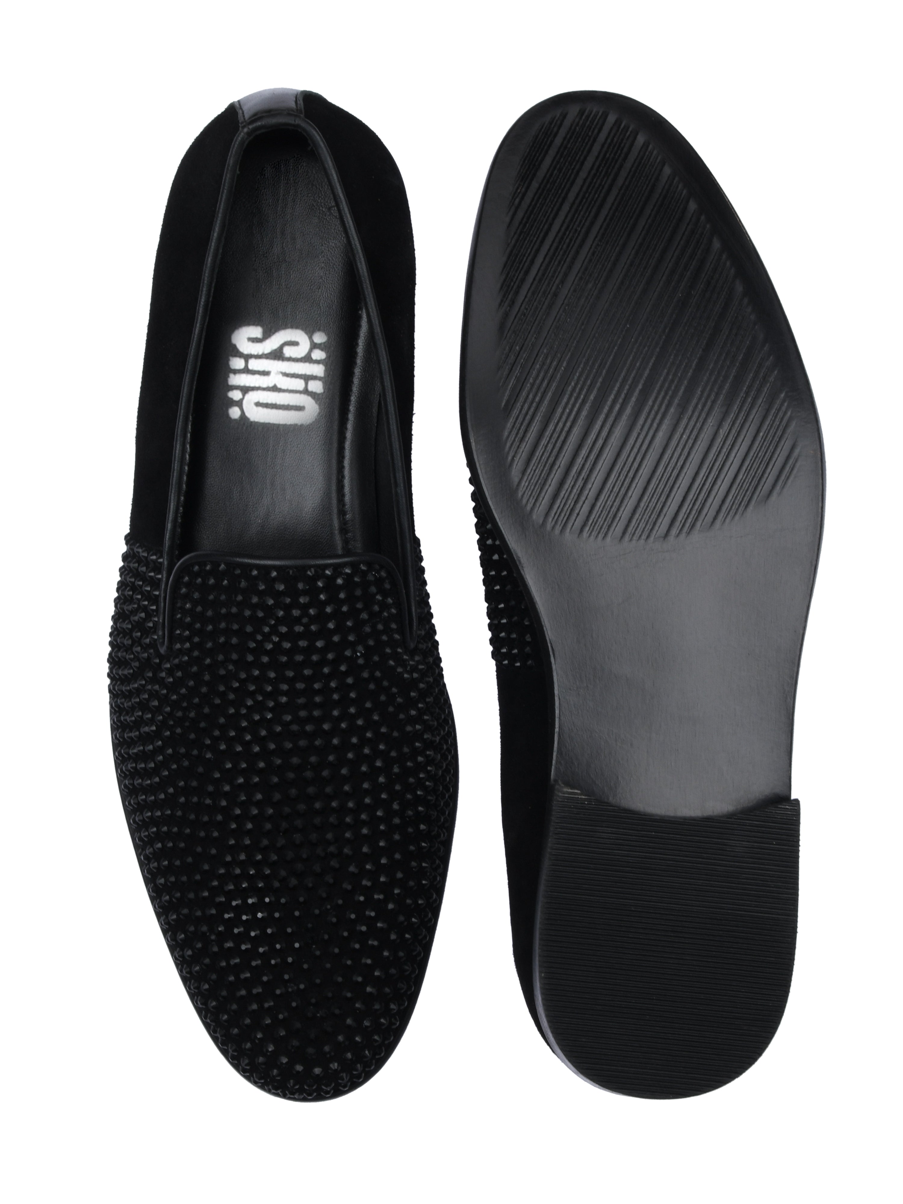 Alfie Black Crystal Loafers For Men