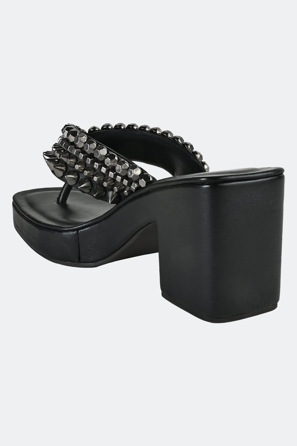 Nice Studded Black Platform Heels For Women