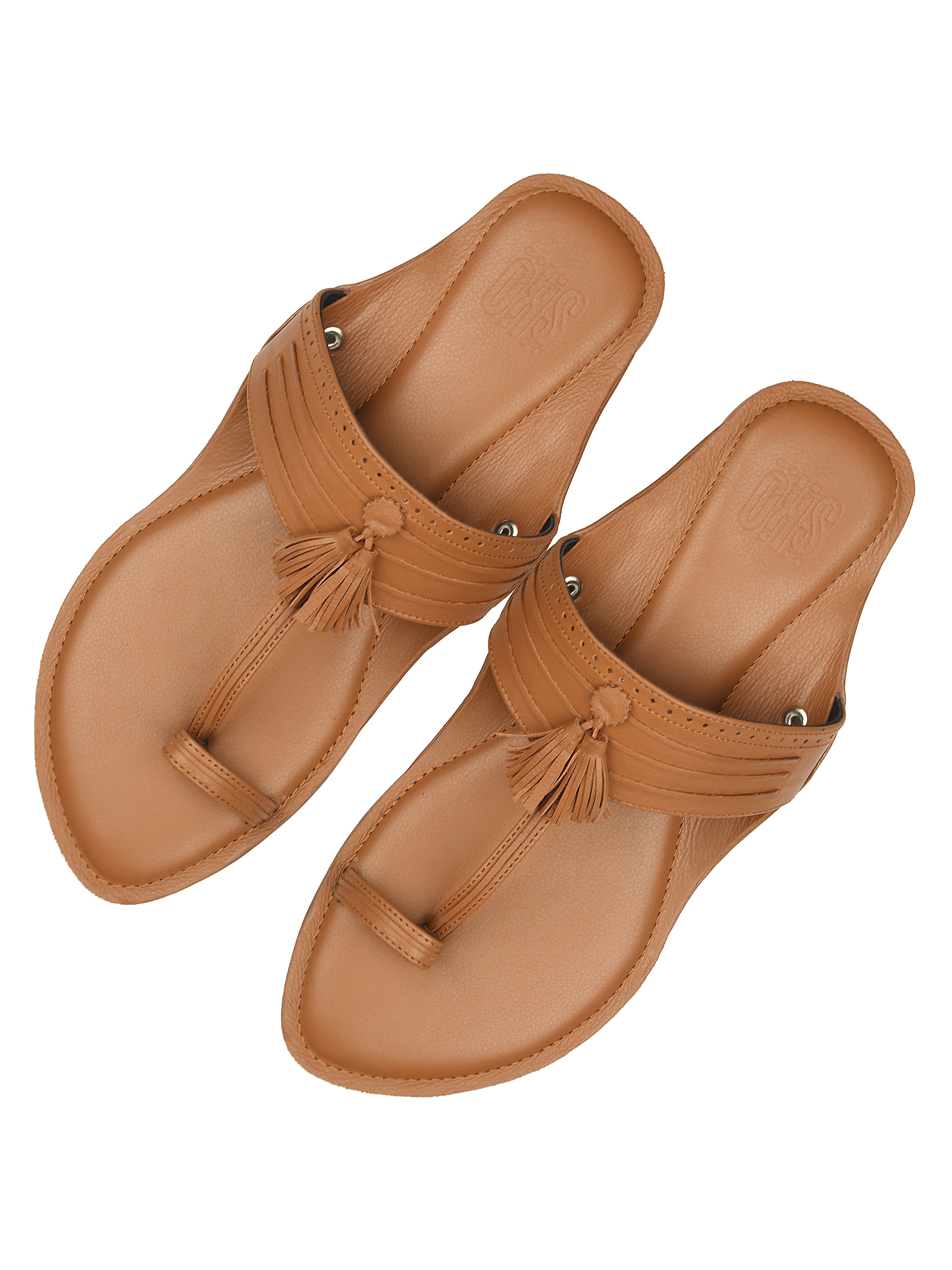 Tan Kolhapuri Slippers For Men