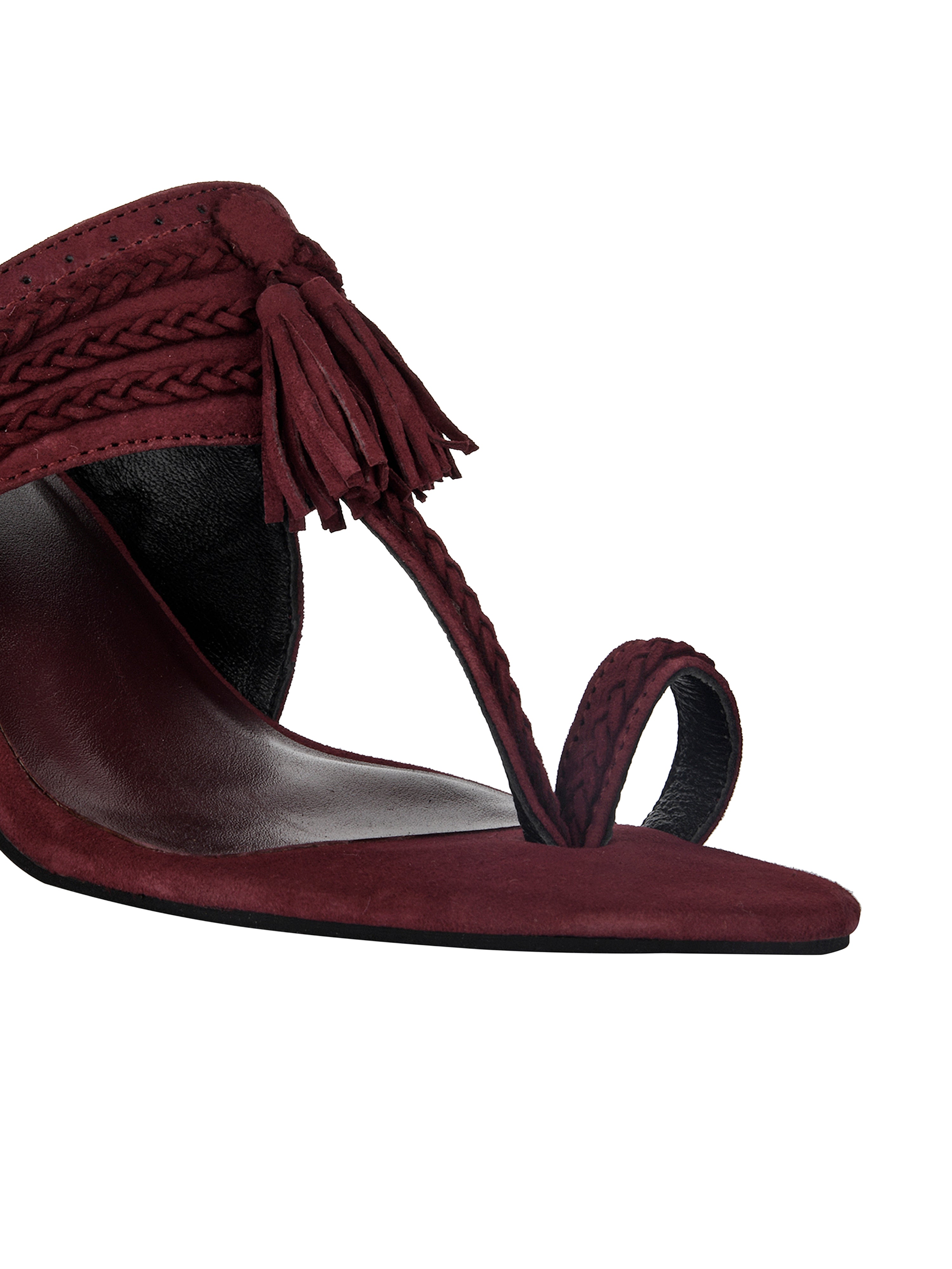 Maroon Kolhapuri Block Heels For Women