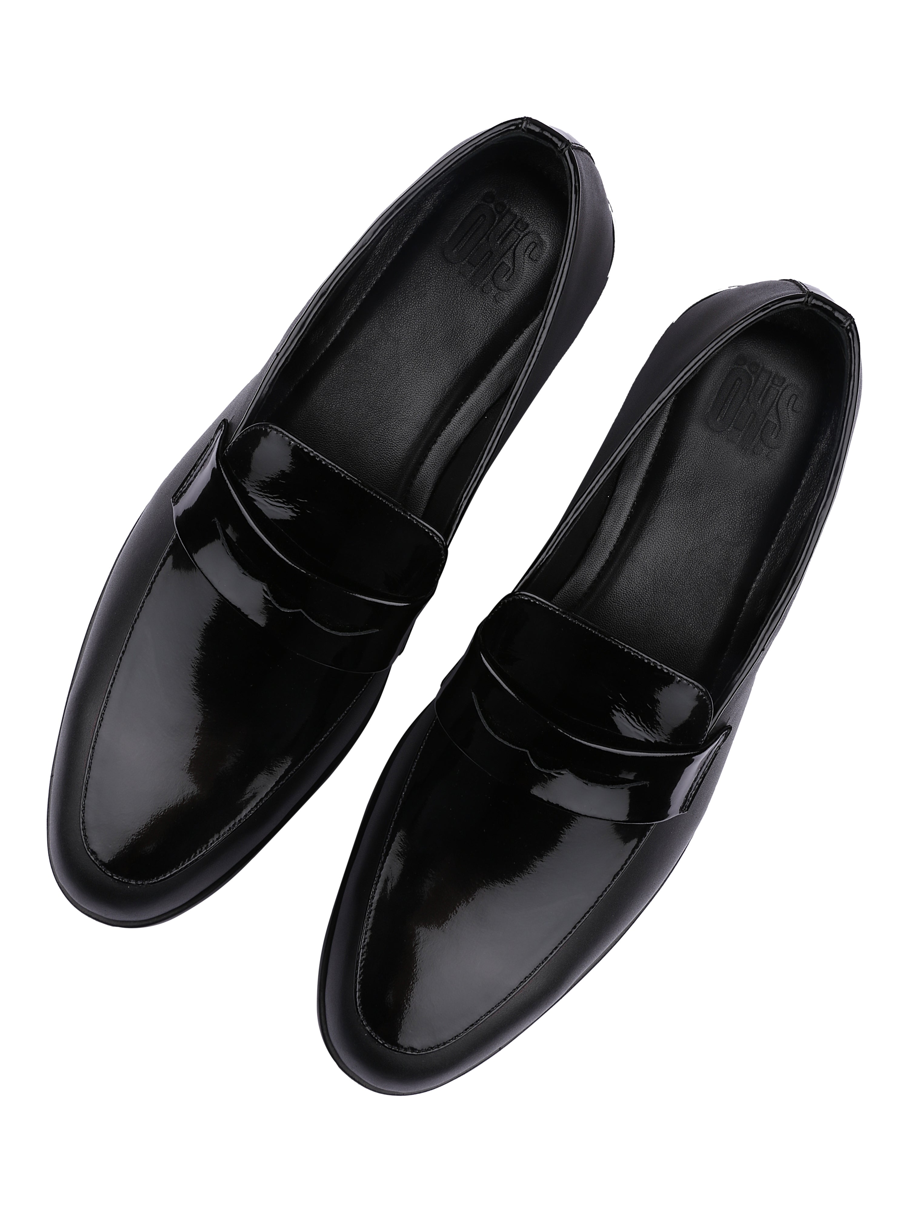 Hugo Black Patent Loafers For Men