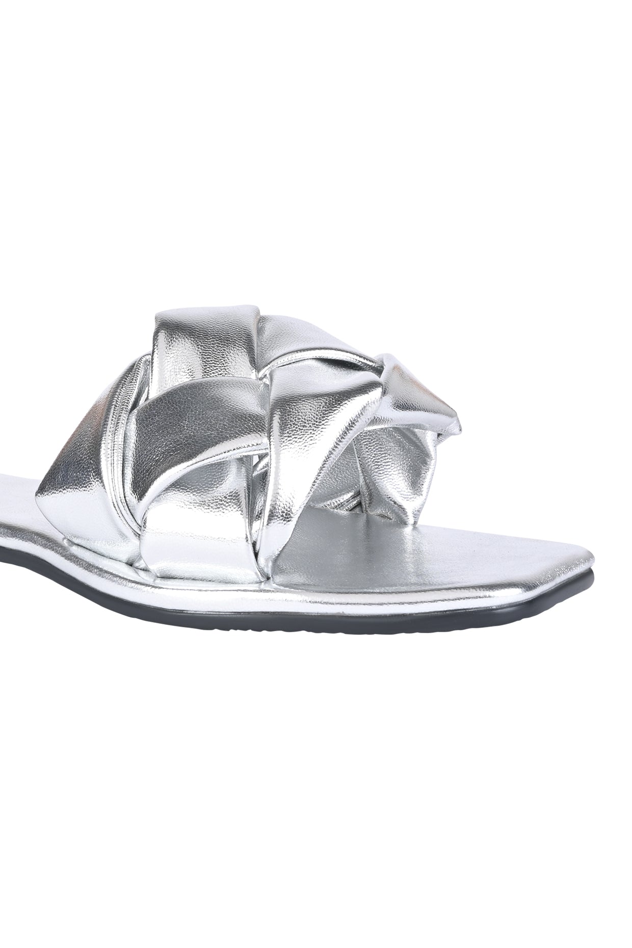 Messina Silver Flat Sandals For Women