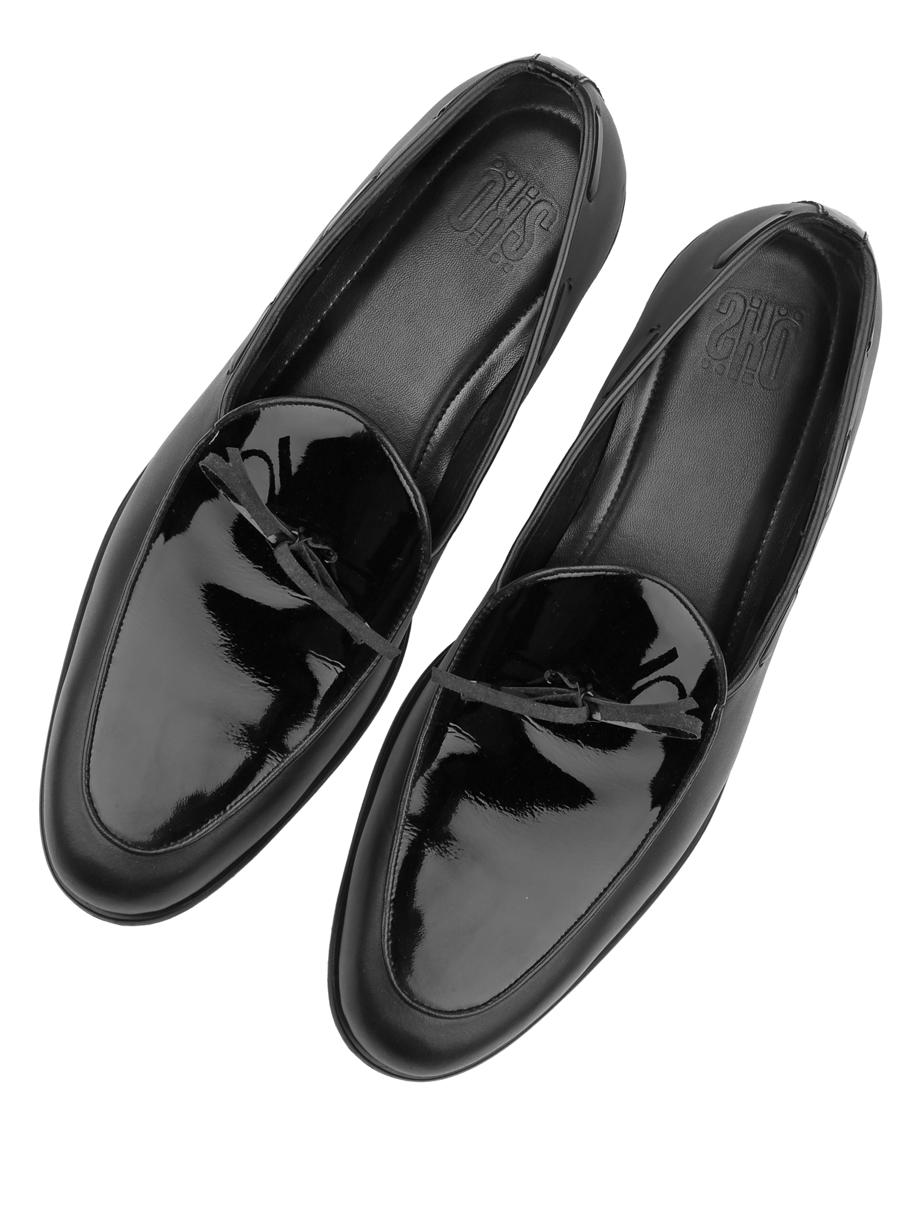 Adam Black Patent Loafers For Men