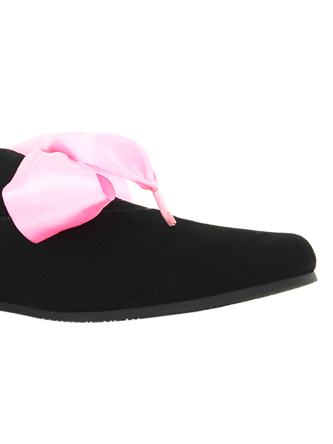 Freya Black Derby Shoes With Bow Laces For Women