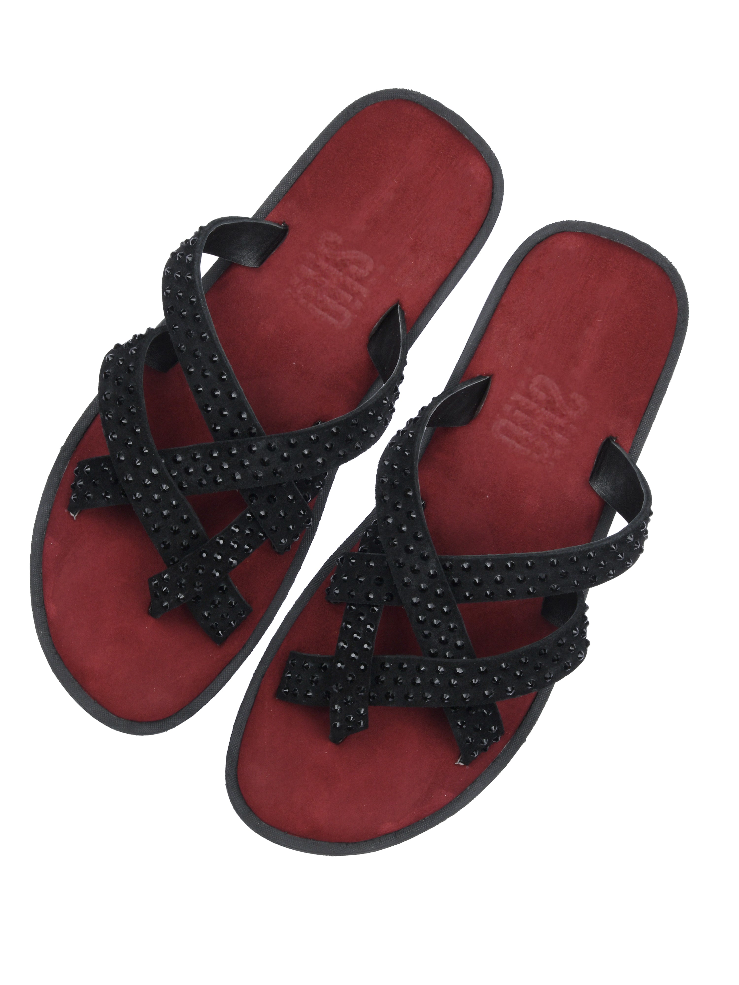 Salvadore Black Dotted Slippers For Men