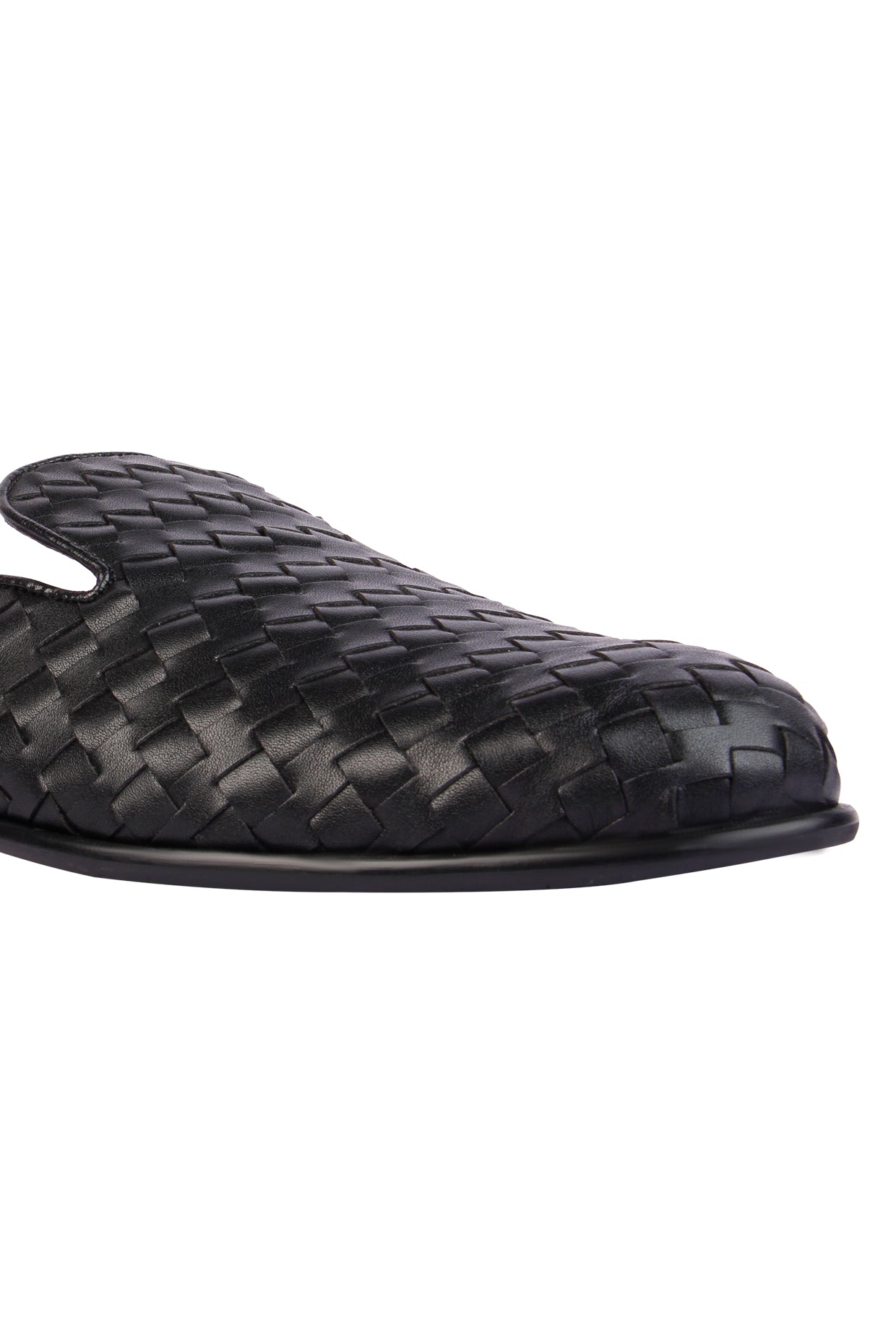 David Black Weave Mules For Men