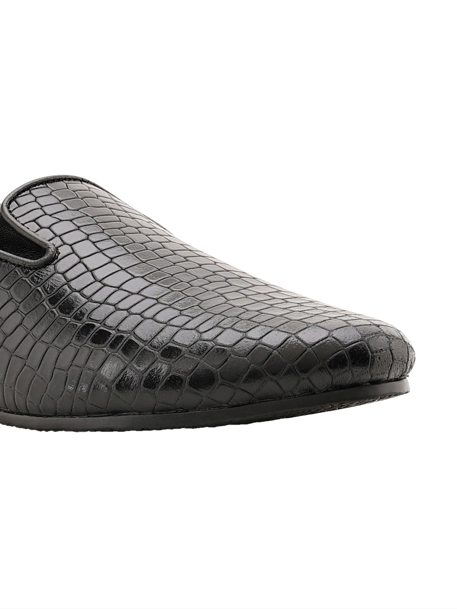 Madison Black Croc Loafers For Women