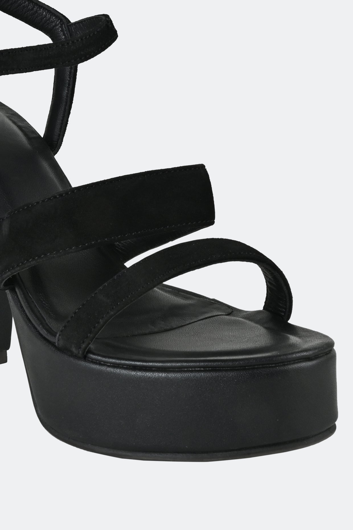 Black Two Strap Platform Heels For Women