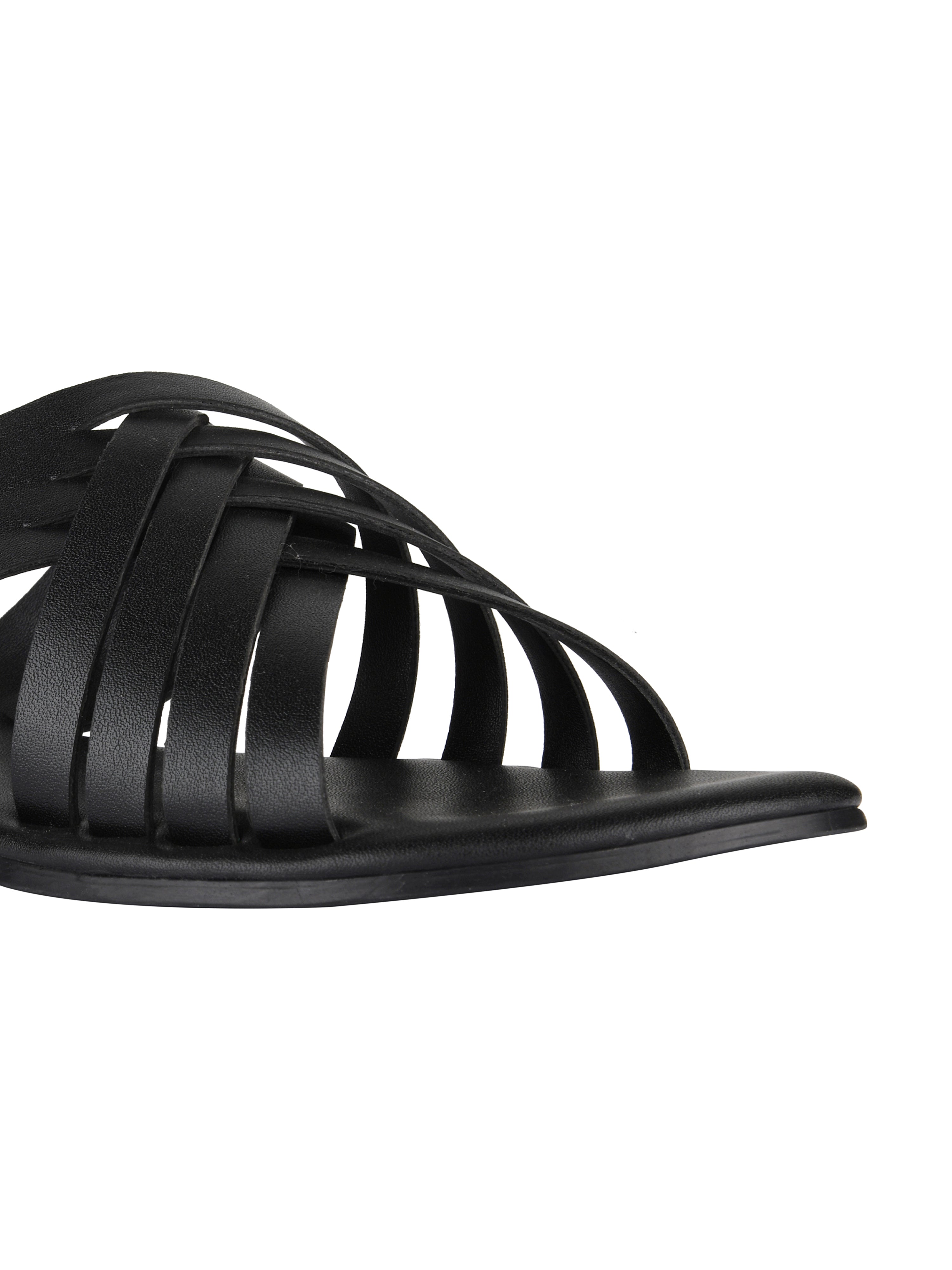 Salerno Black Flat Sandals For Women