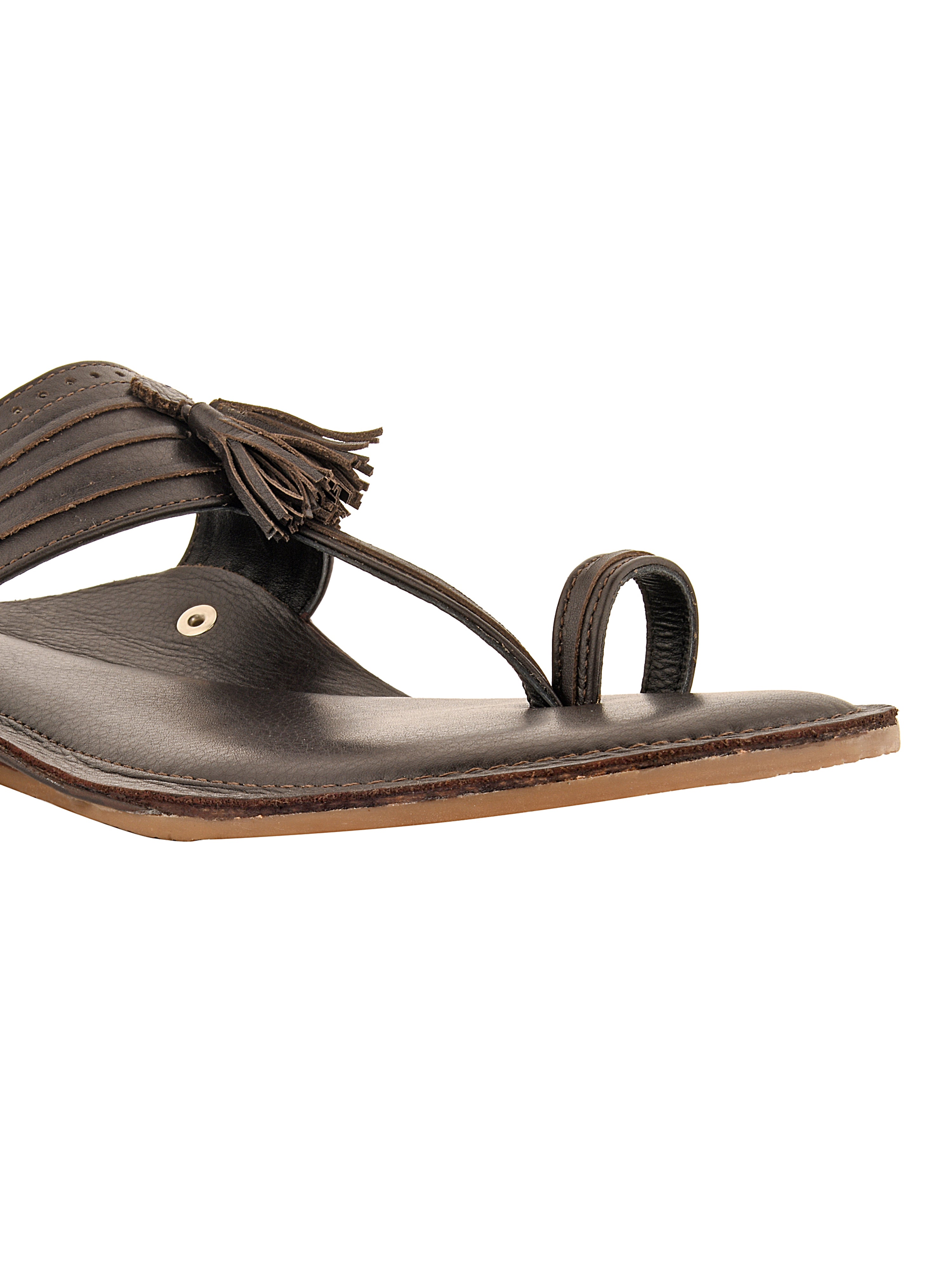 Brown Leather Kolhapuri Slippers For Men