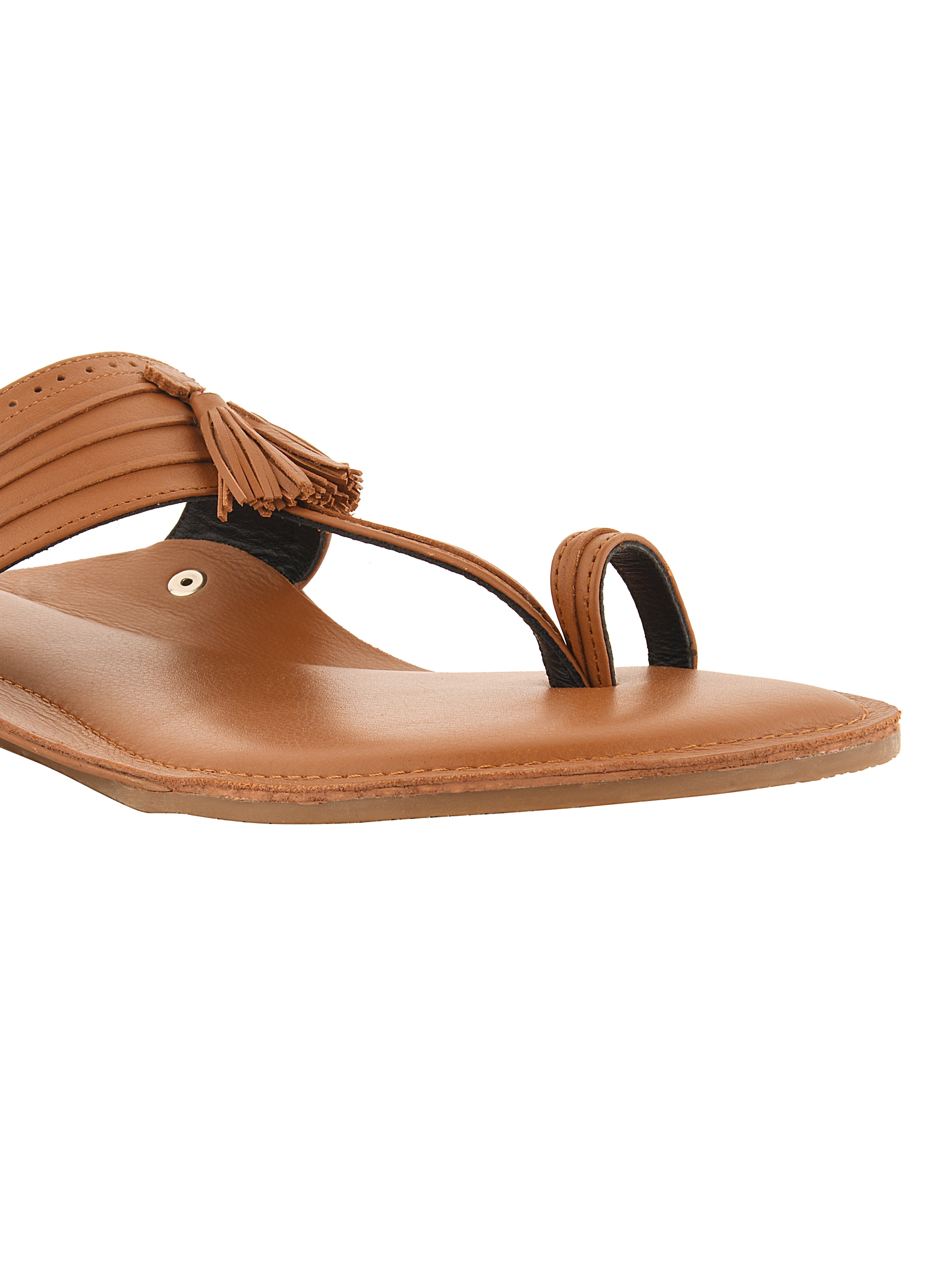 Tan Kolhapuri Slippers For Men