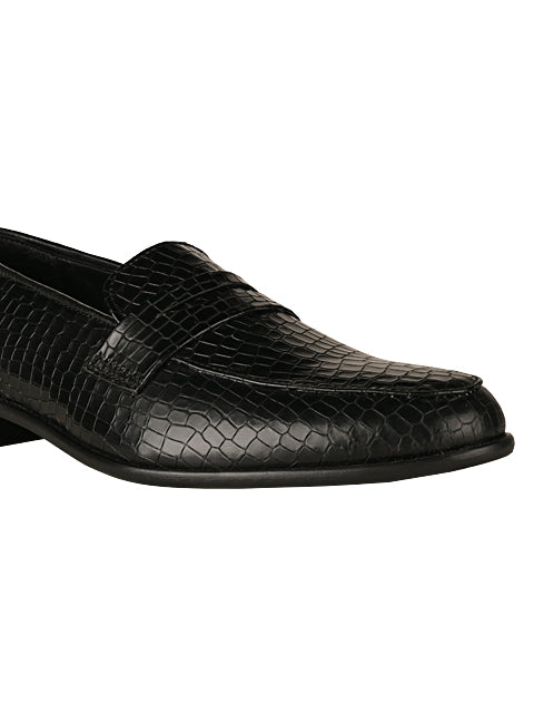 Hugo Black Croc Loafers For Men