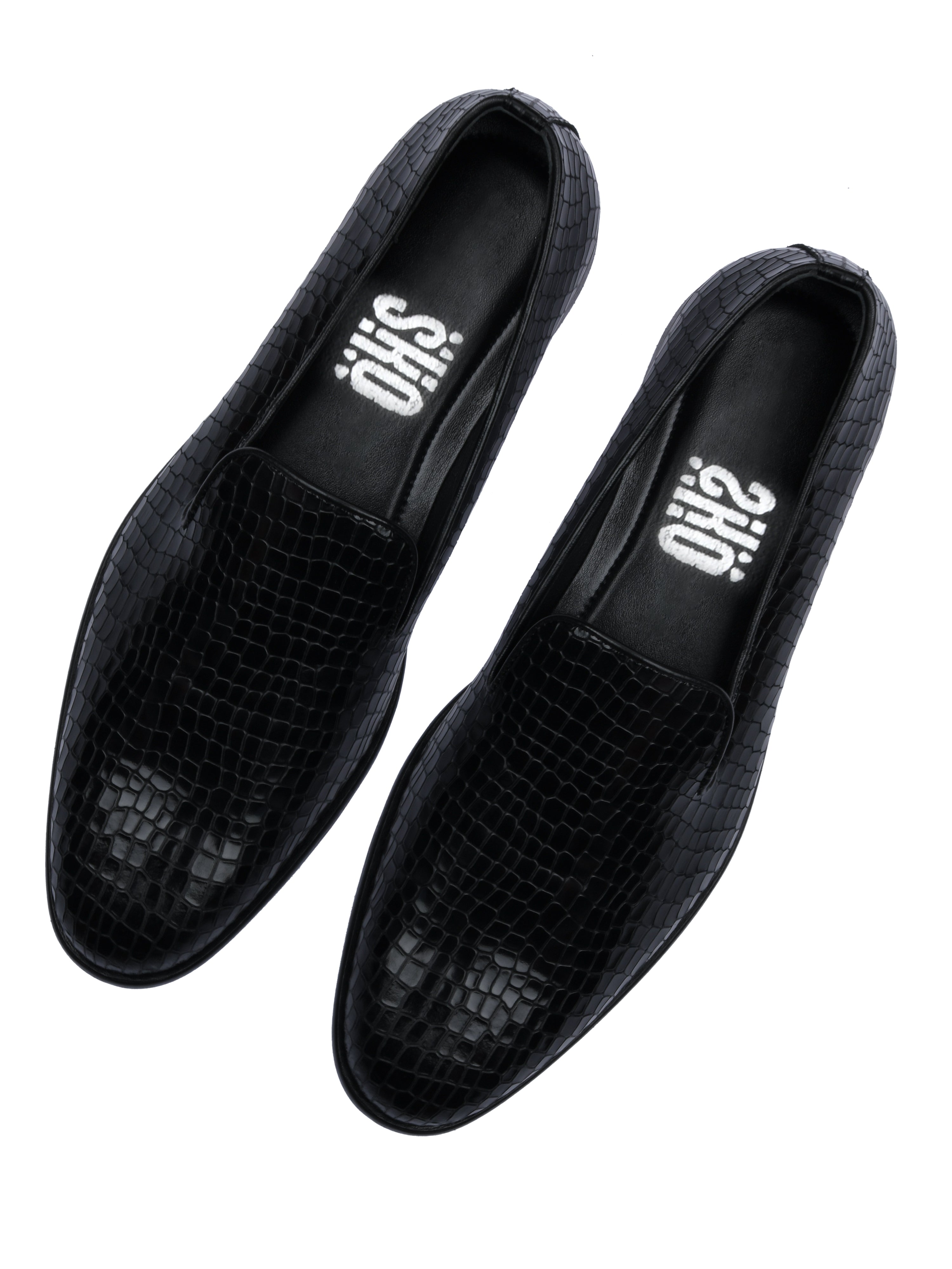 Alfie Black Croc Loafers For Men