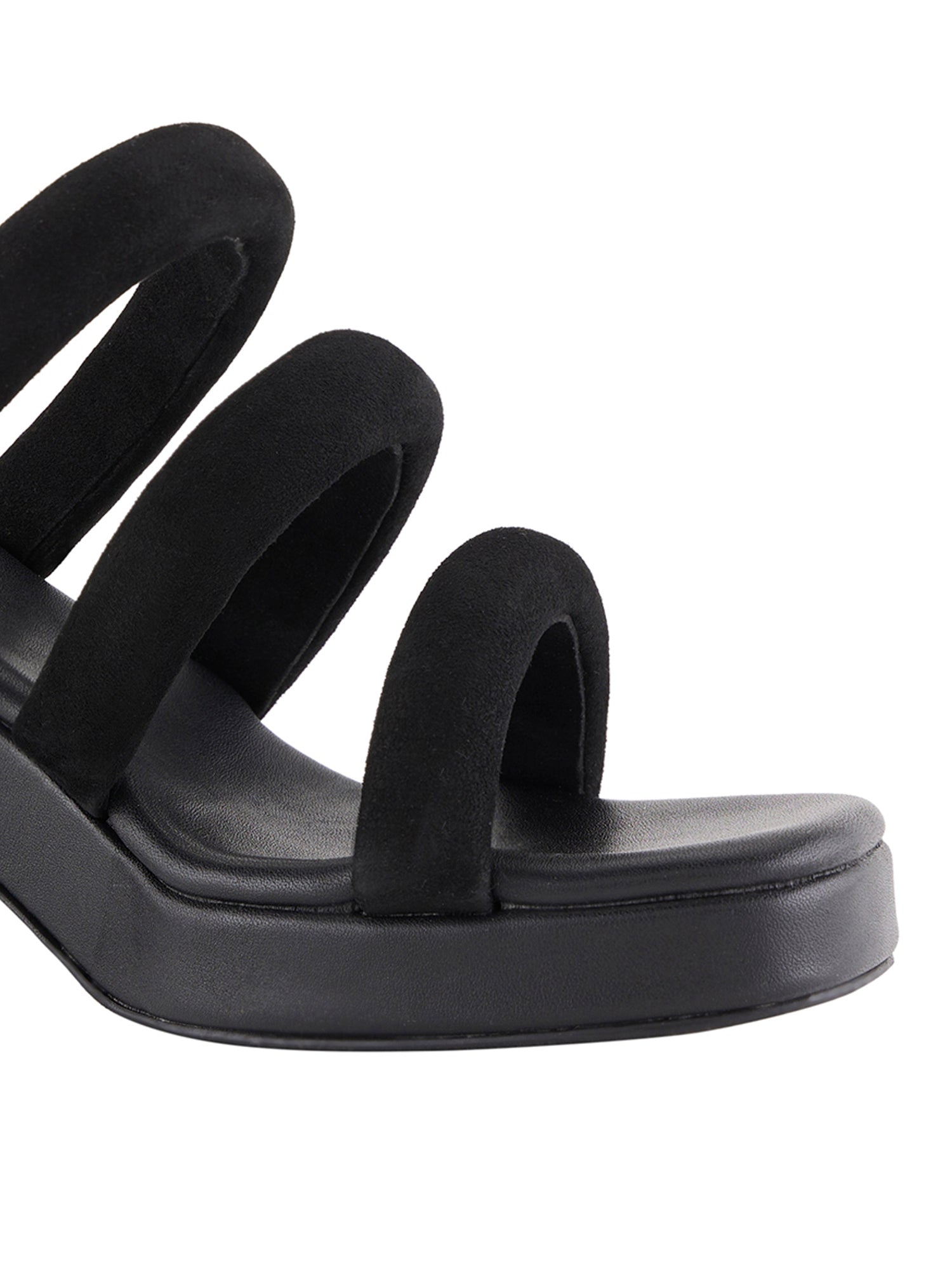 Dijon Black Suede Platform Heels For Women