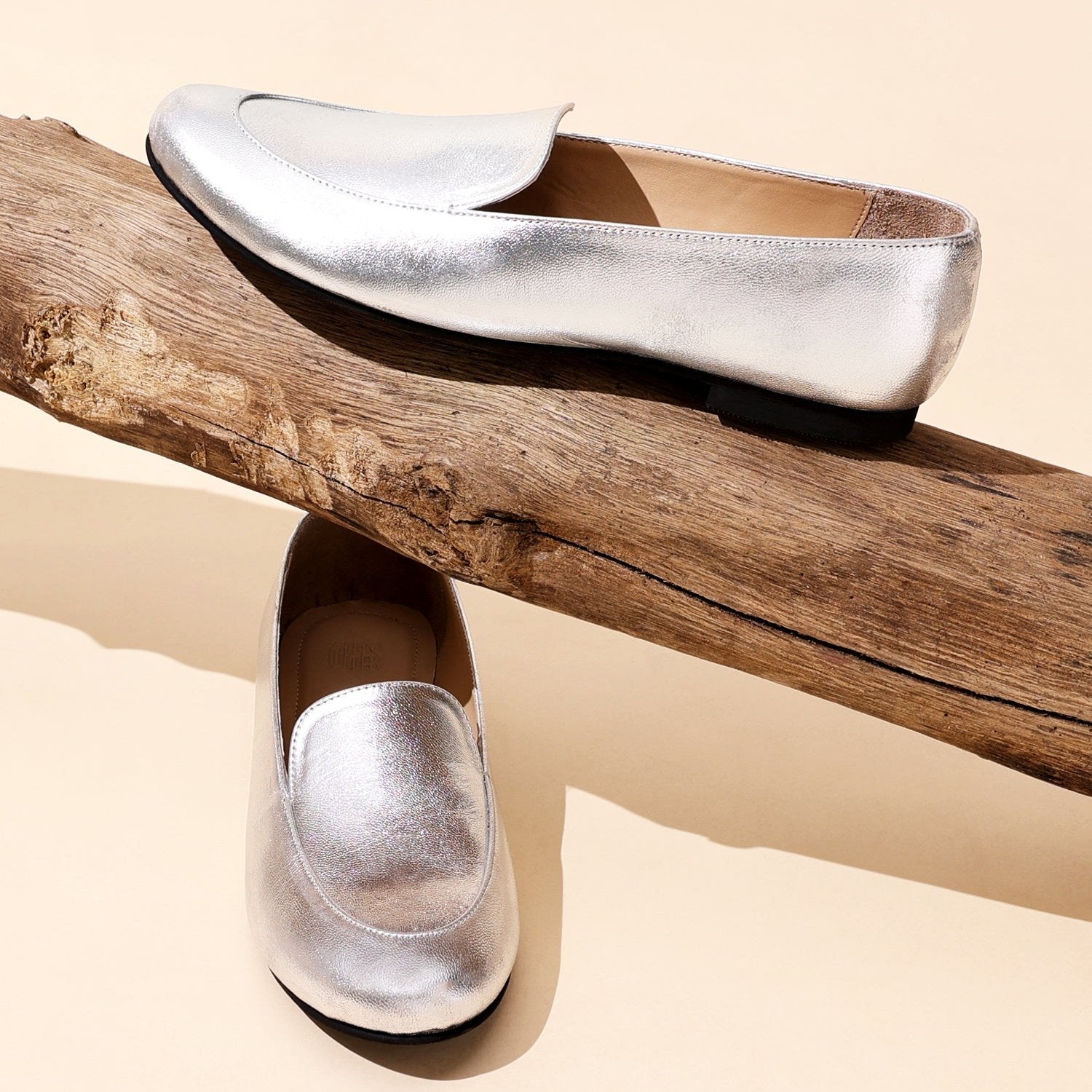 Olivia Silver Loafers For Women