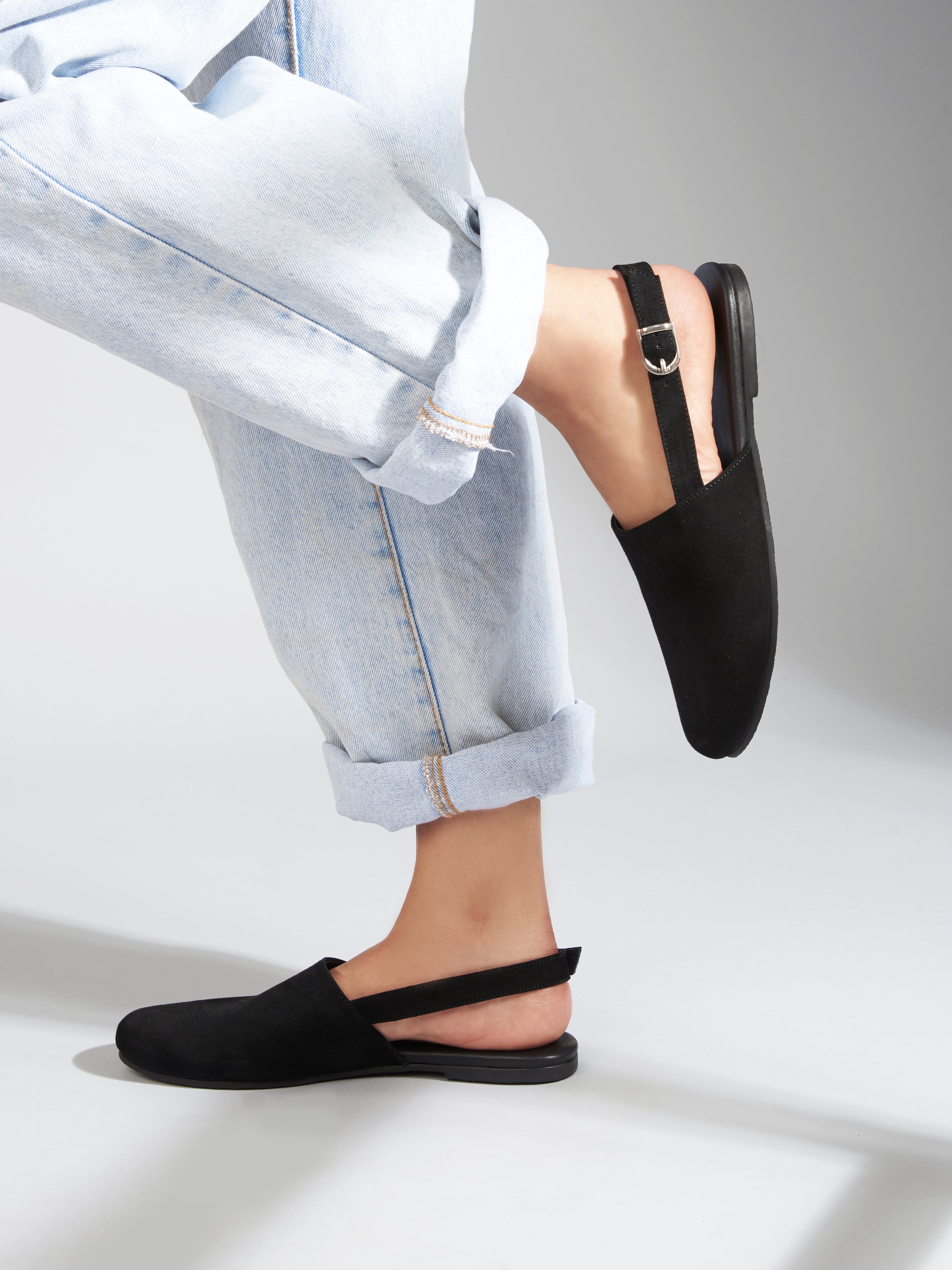 Palermo Black Flat Sandals For Women