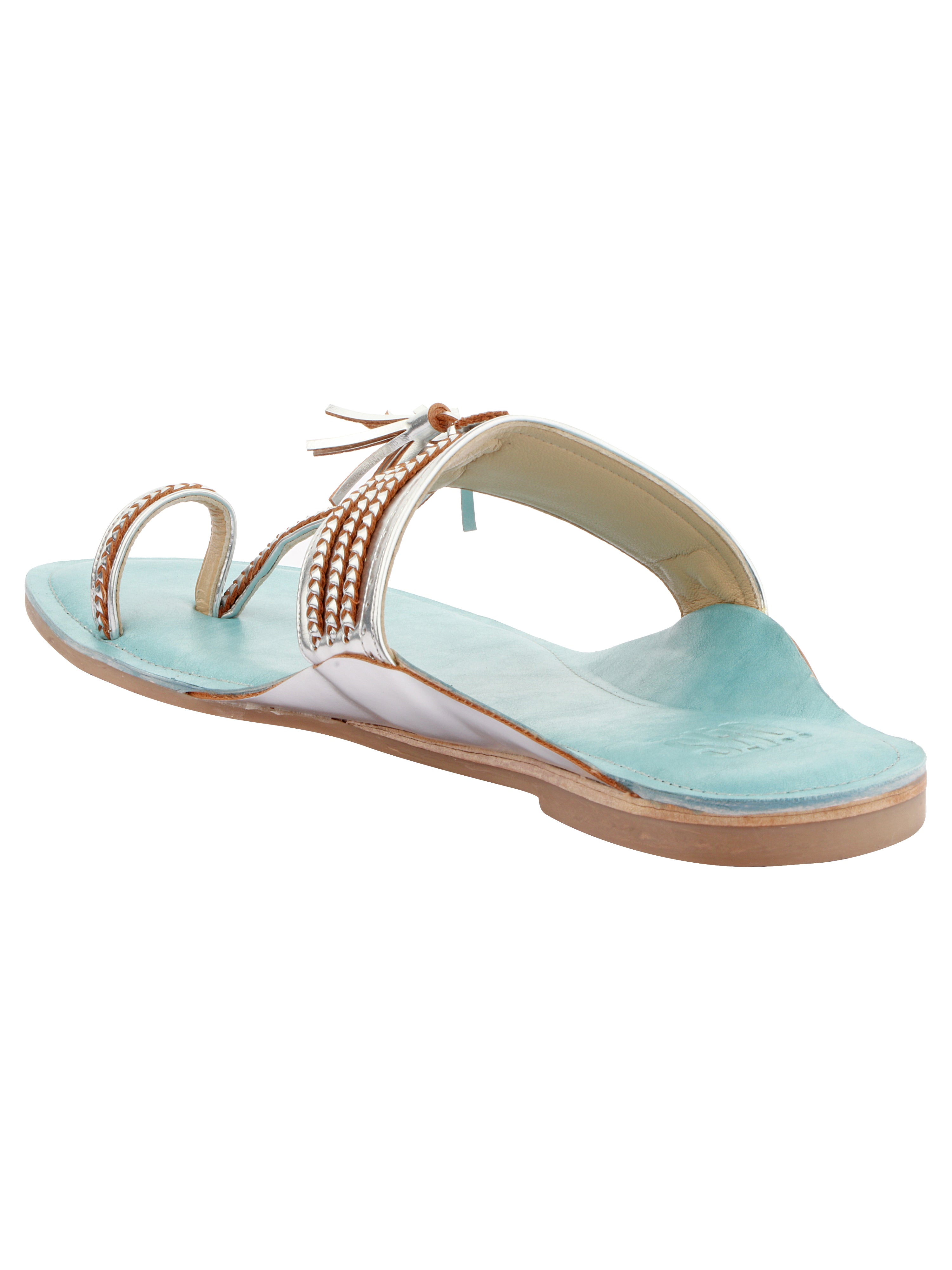 Silver Kolhapuri Flat Sandals For Women