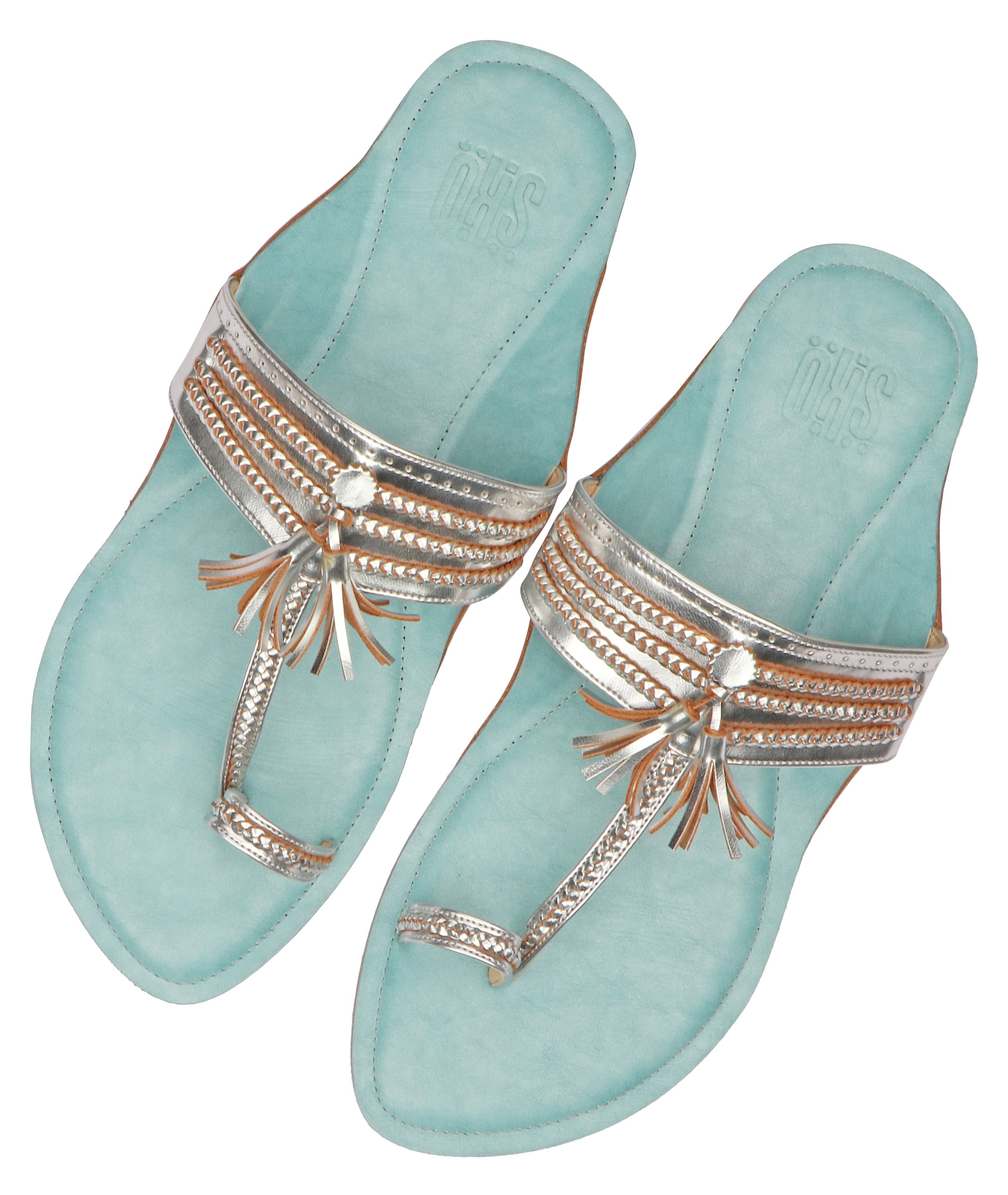 Silver Kolhapuri Flat Sandals For Women