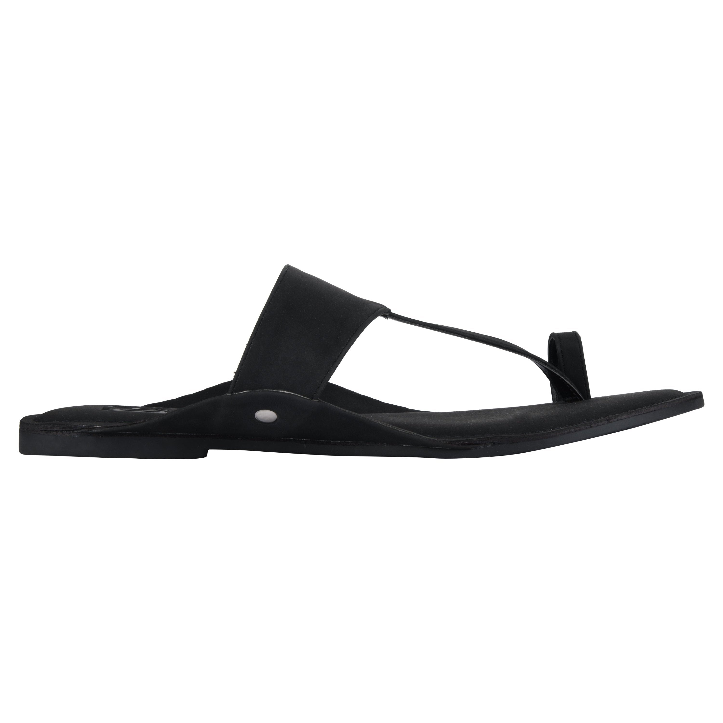 Black Kolhapuri Slippers For Men