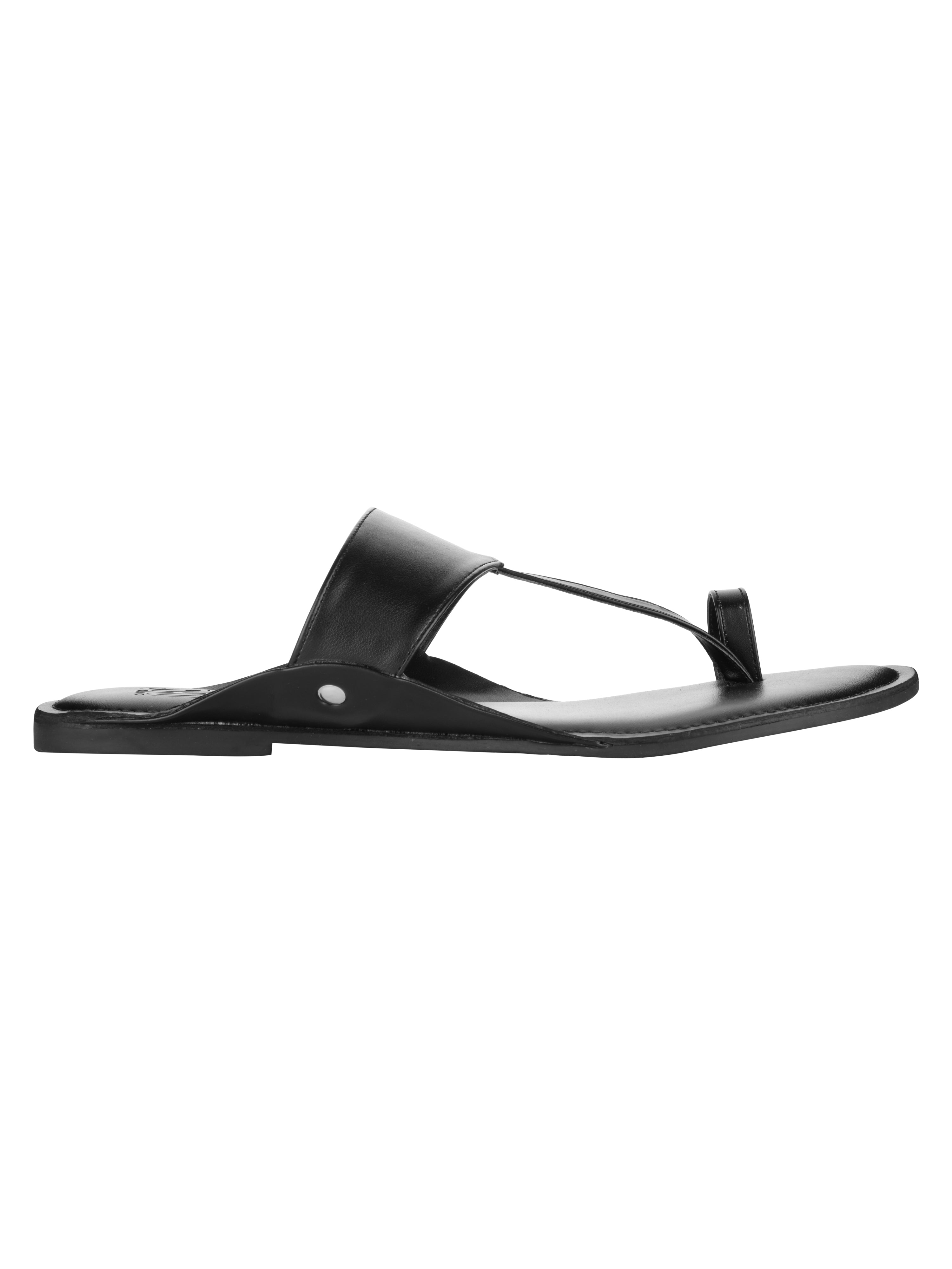 Black Vegan Kolhapuri Slippers For Men