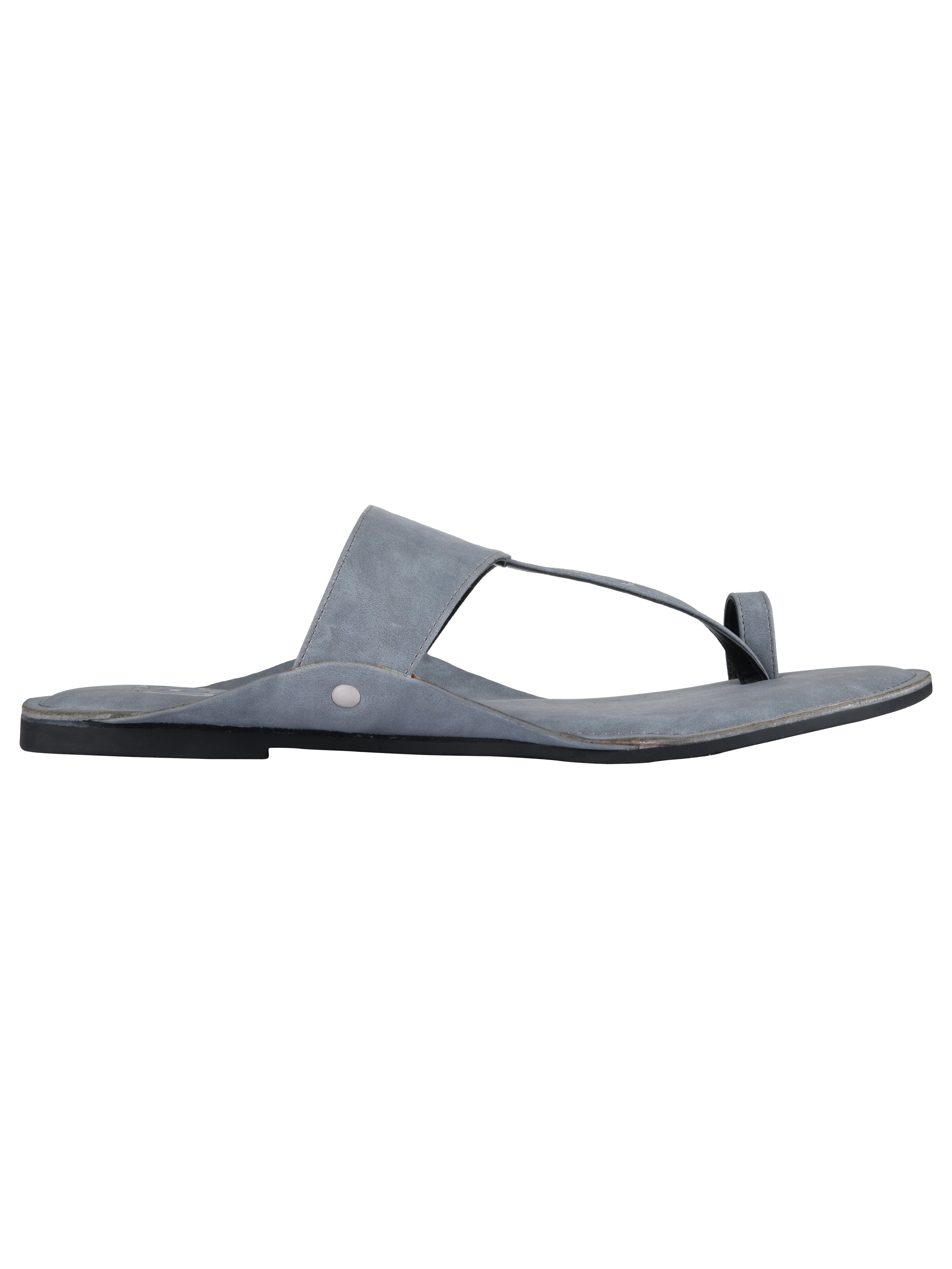 Grey Kolhapuri Slippers For Men