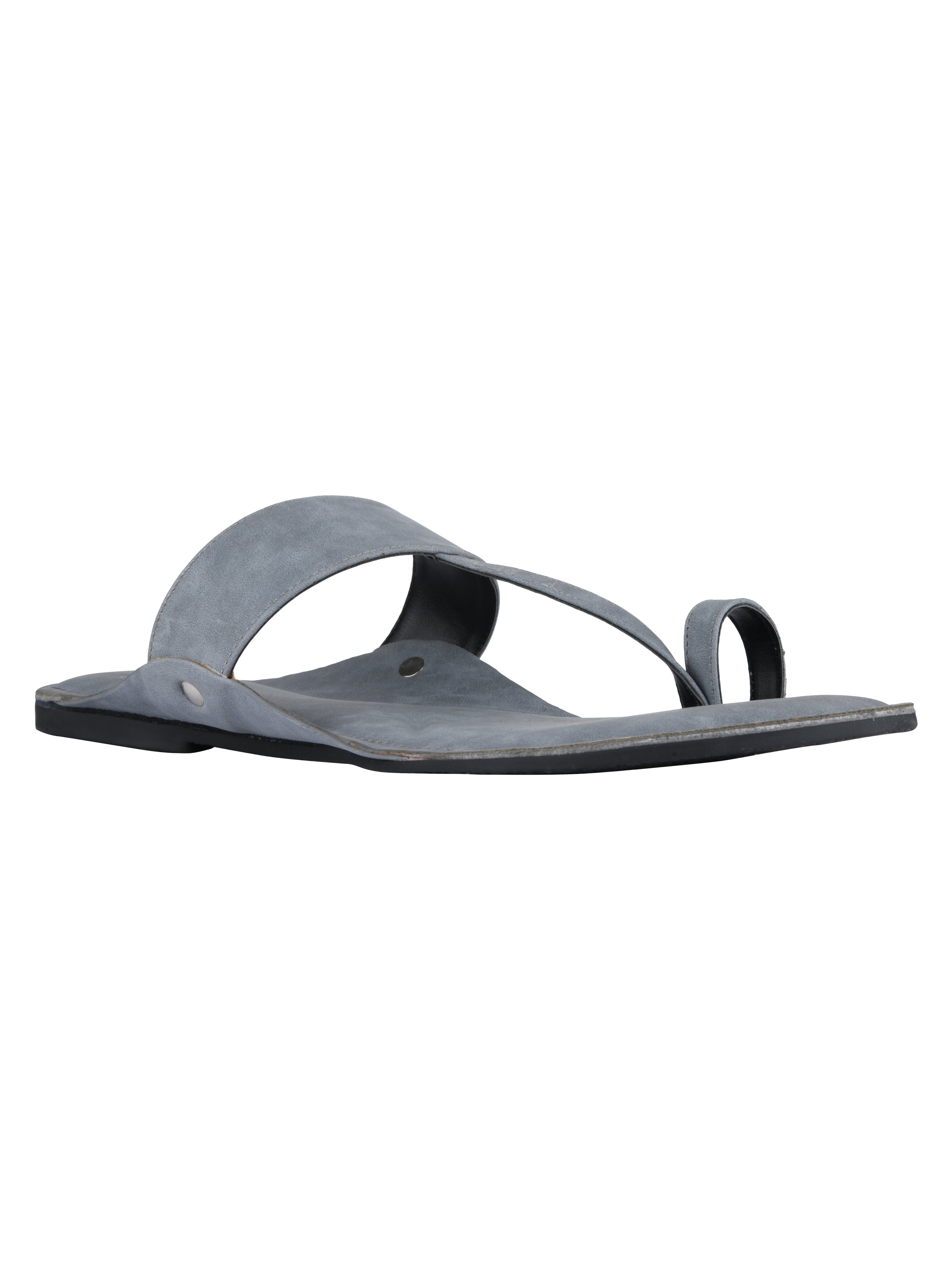 Grey Kolhapuri Slippers For Men