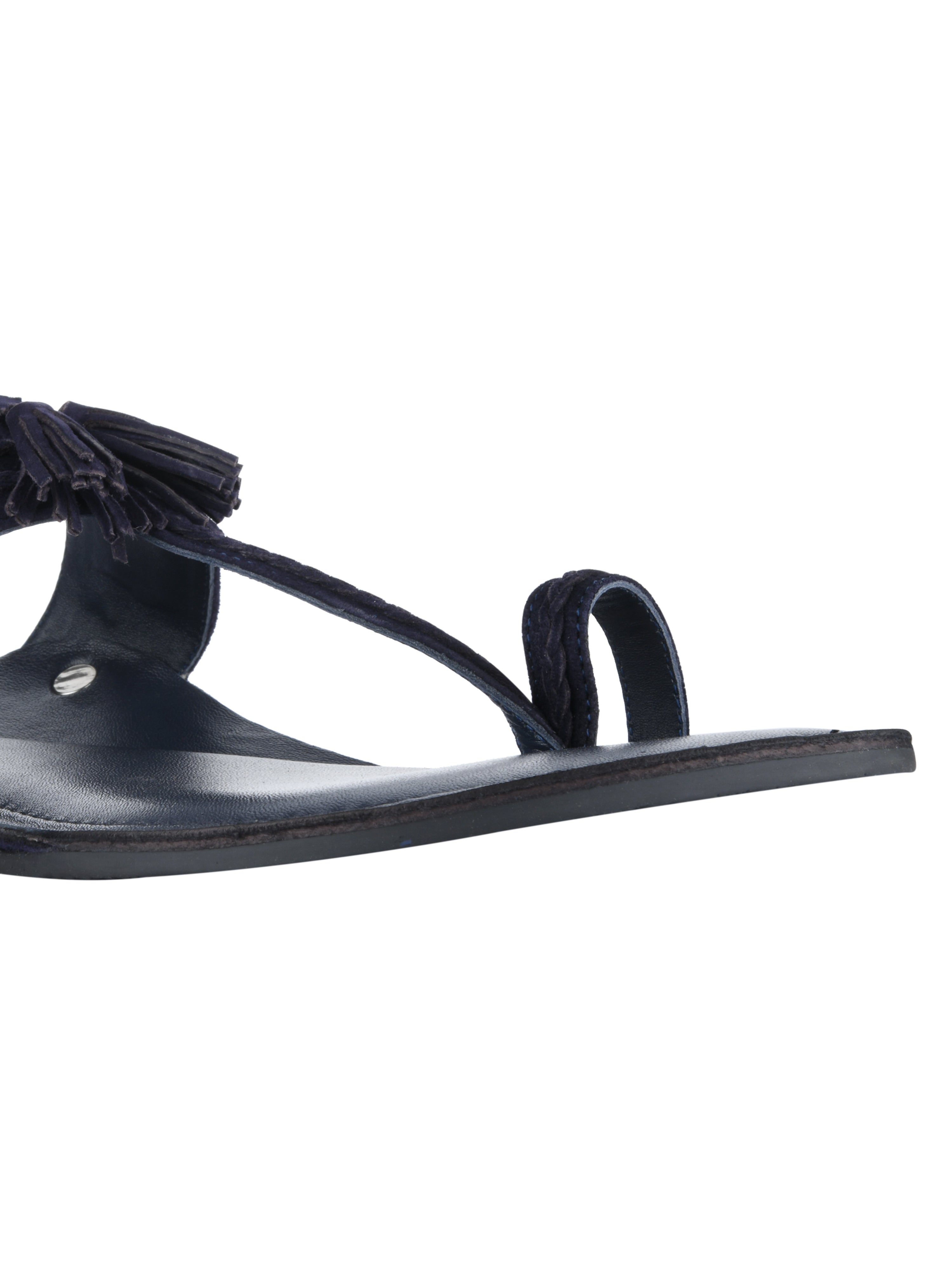 Blue Braided Kolhapuri Slippers For Men