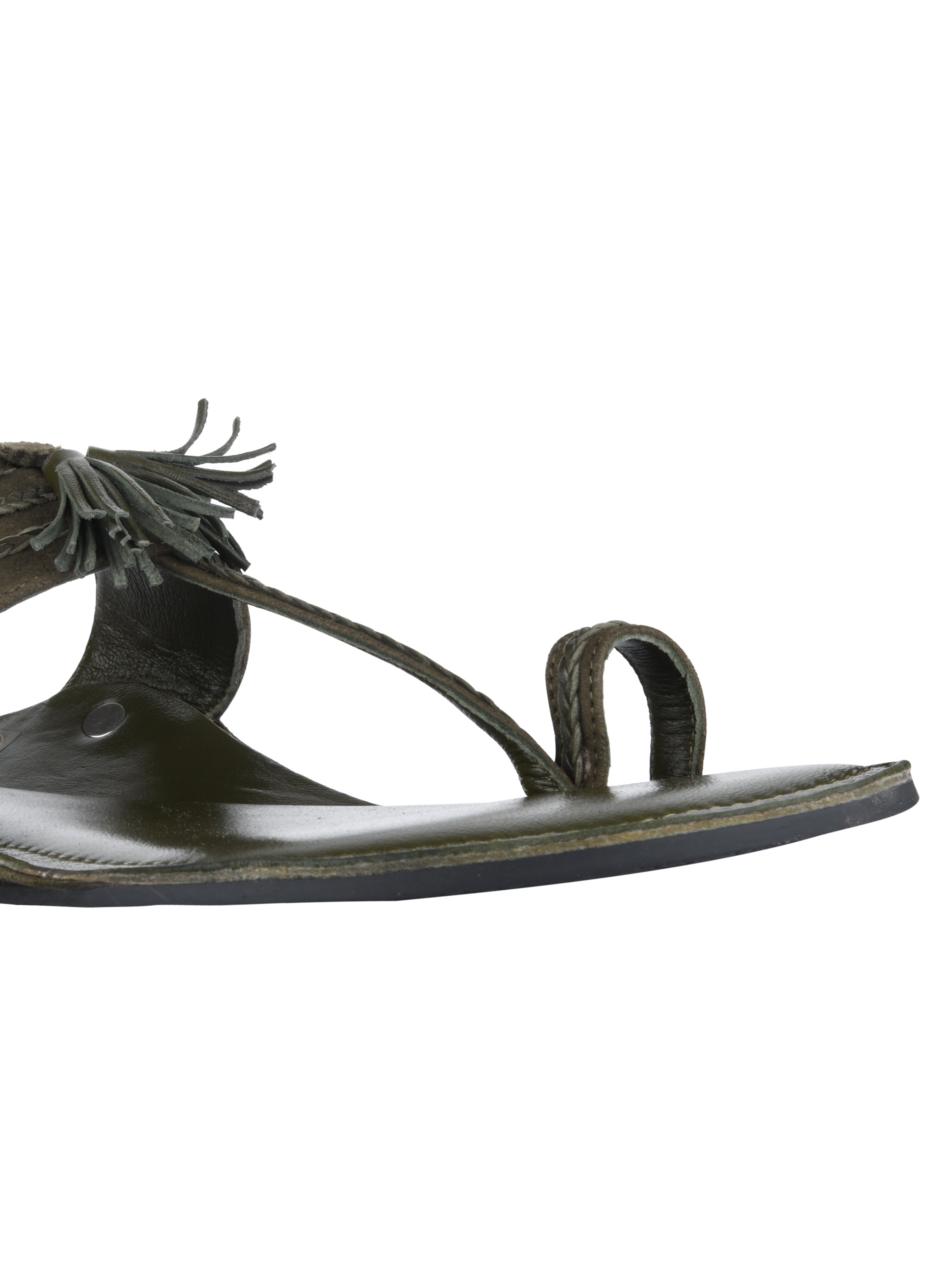 Green Braided Kolhapuri Slippers For Men