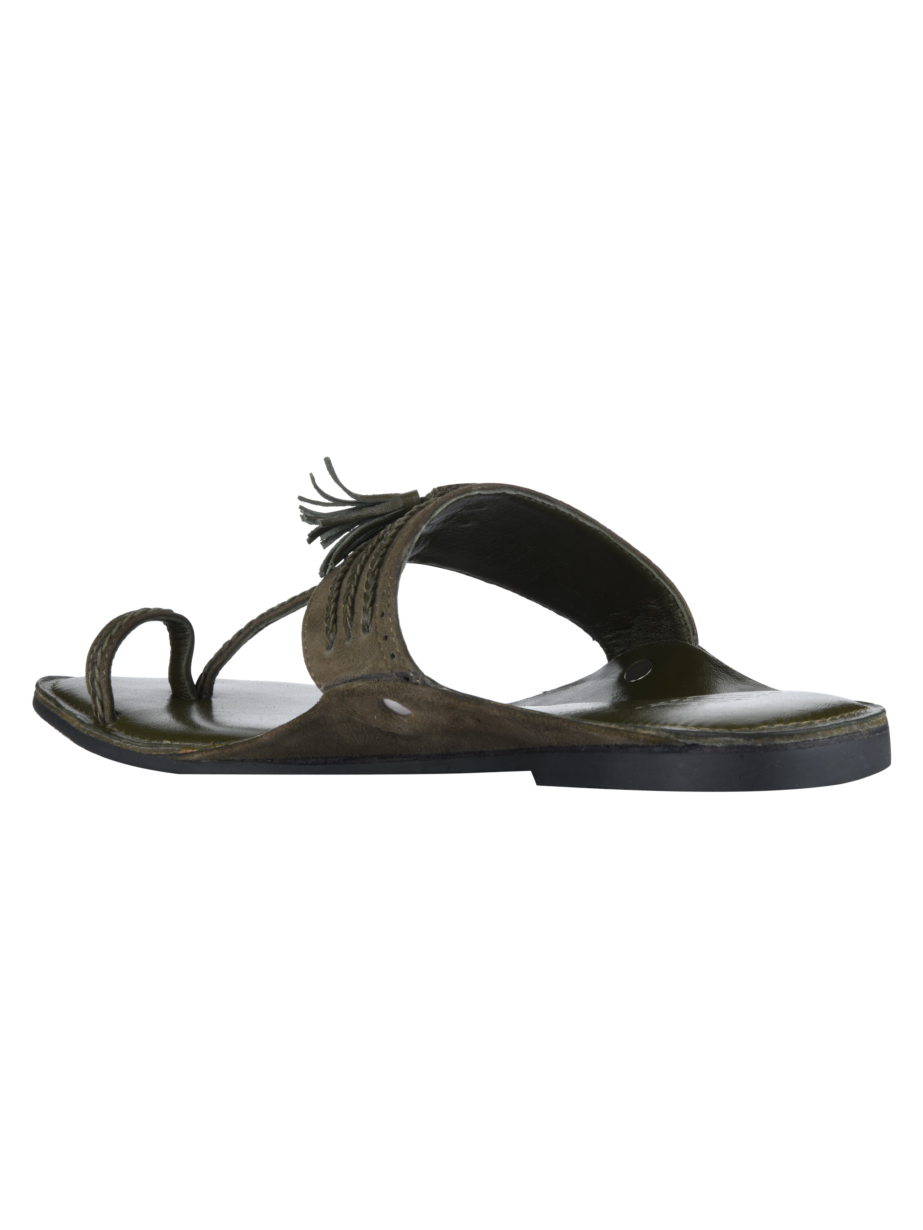 Green Braided Kolhapuri Slippers For Men