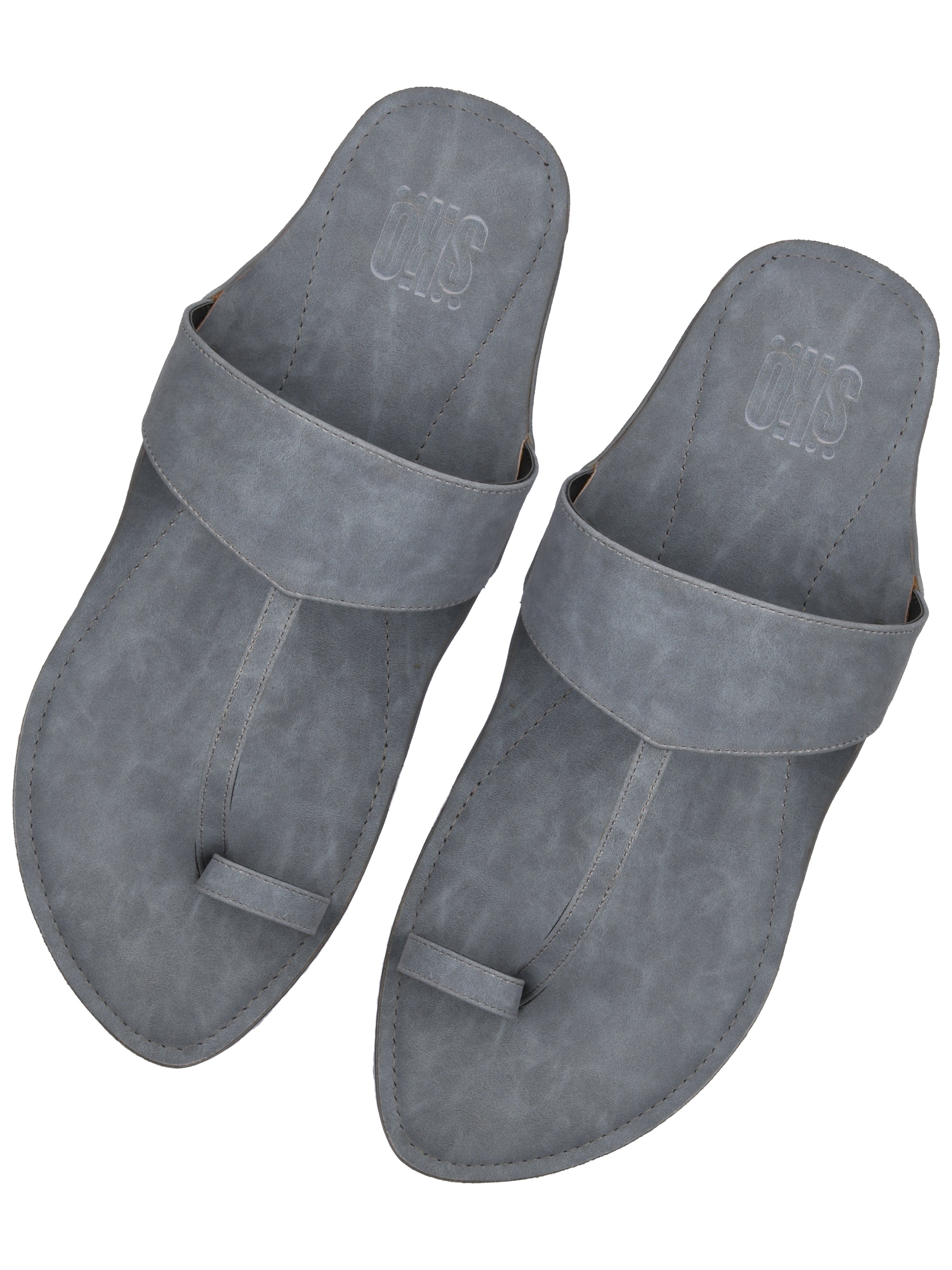 Grey Kolhapuri Slippers For Men