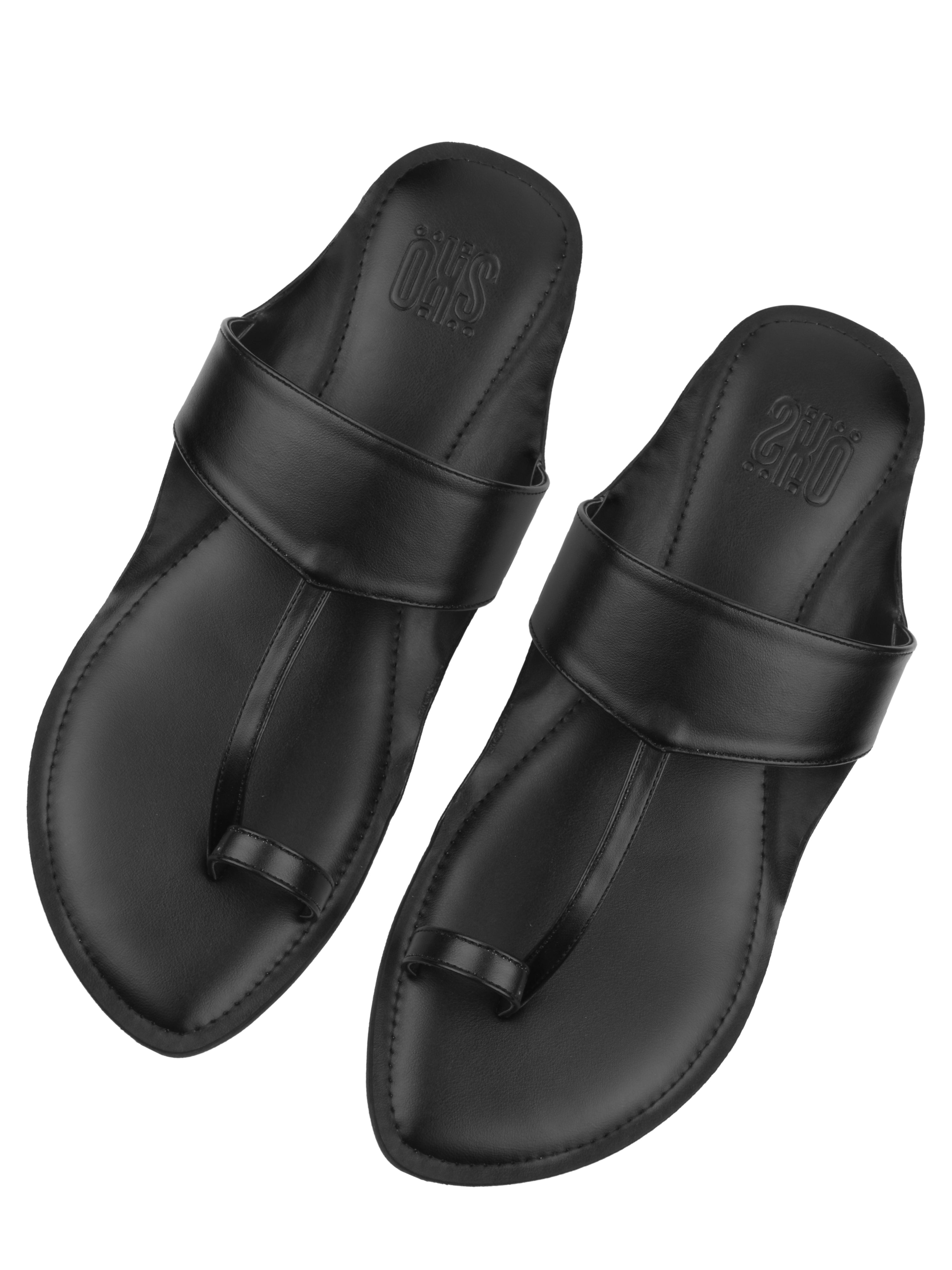 Black Vegan Kolhapuri Slippers For Men