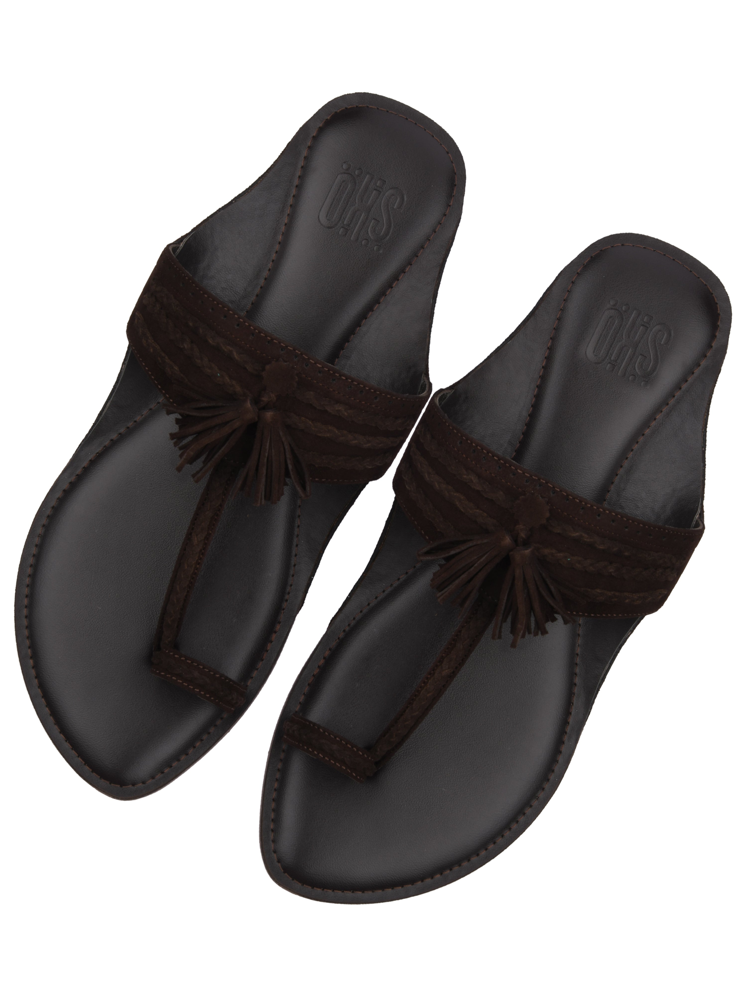 Brown Suede Kolhapuri Slippers For Men
