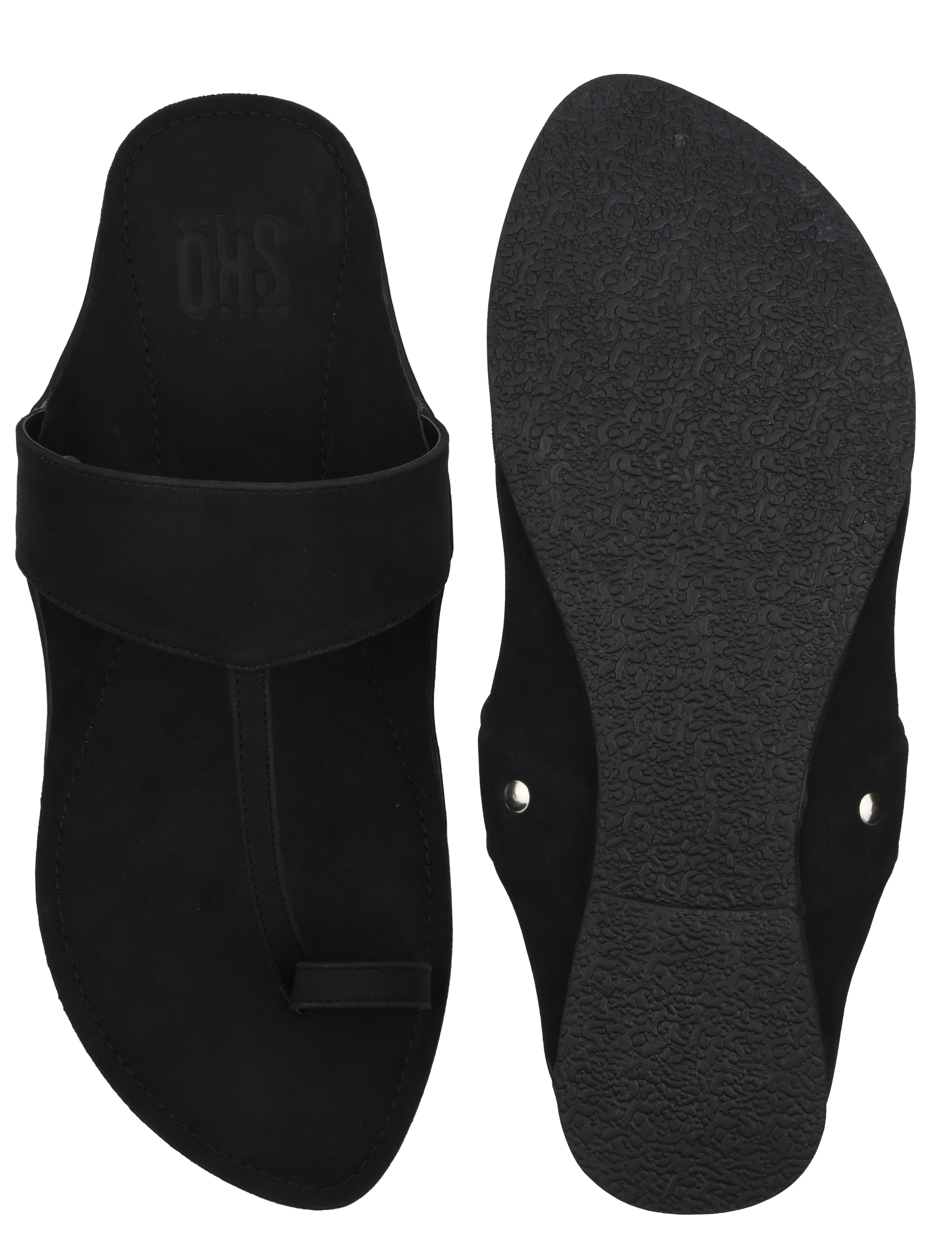 Black Kolhapuri Slippers For Men