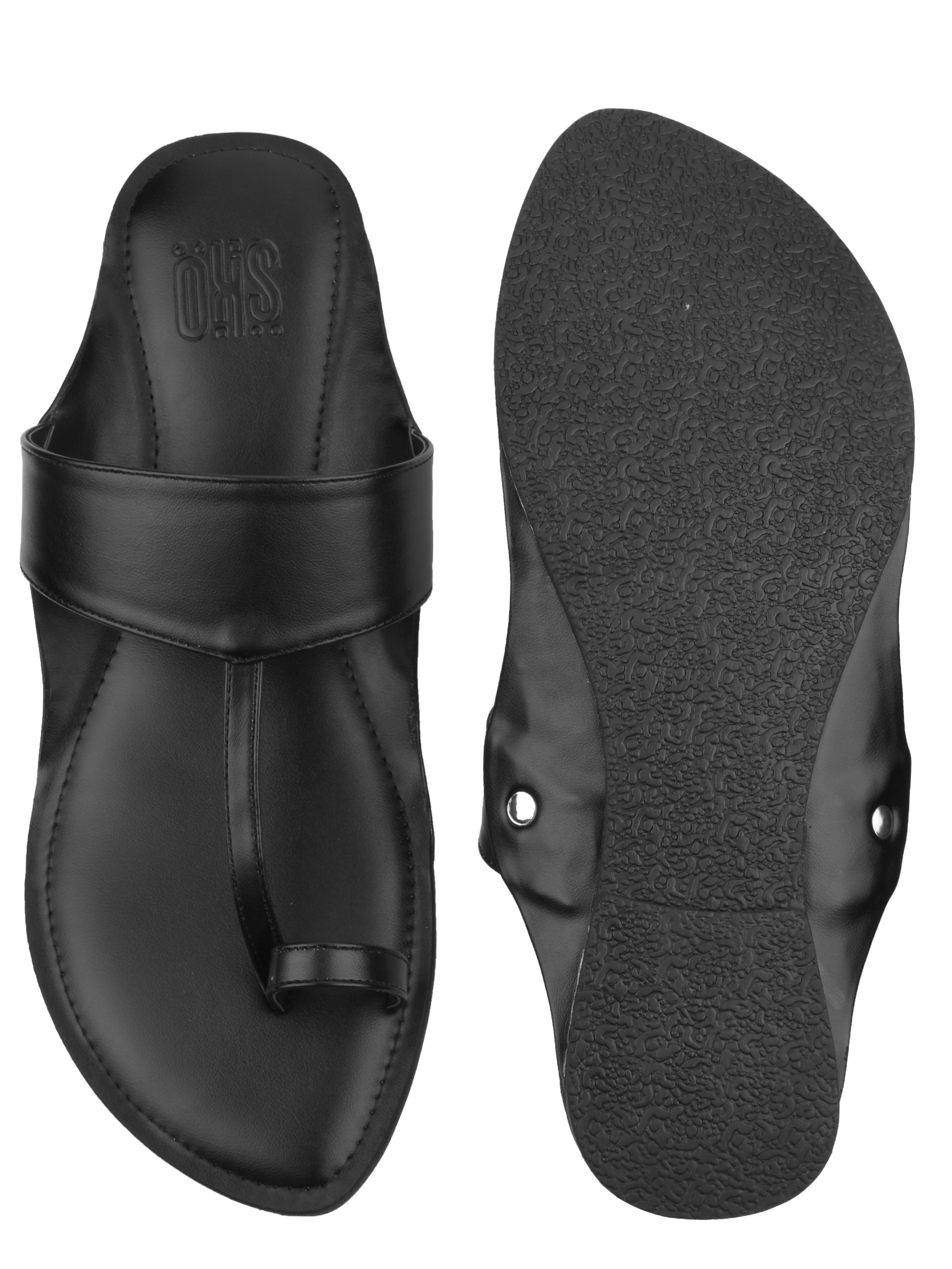 Black Vegan Kolhapuri Slippers For Men