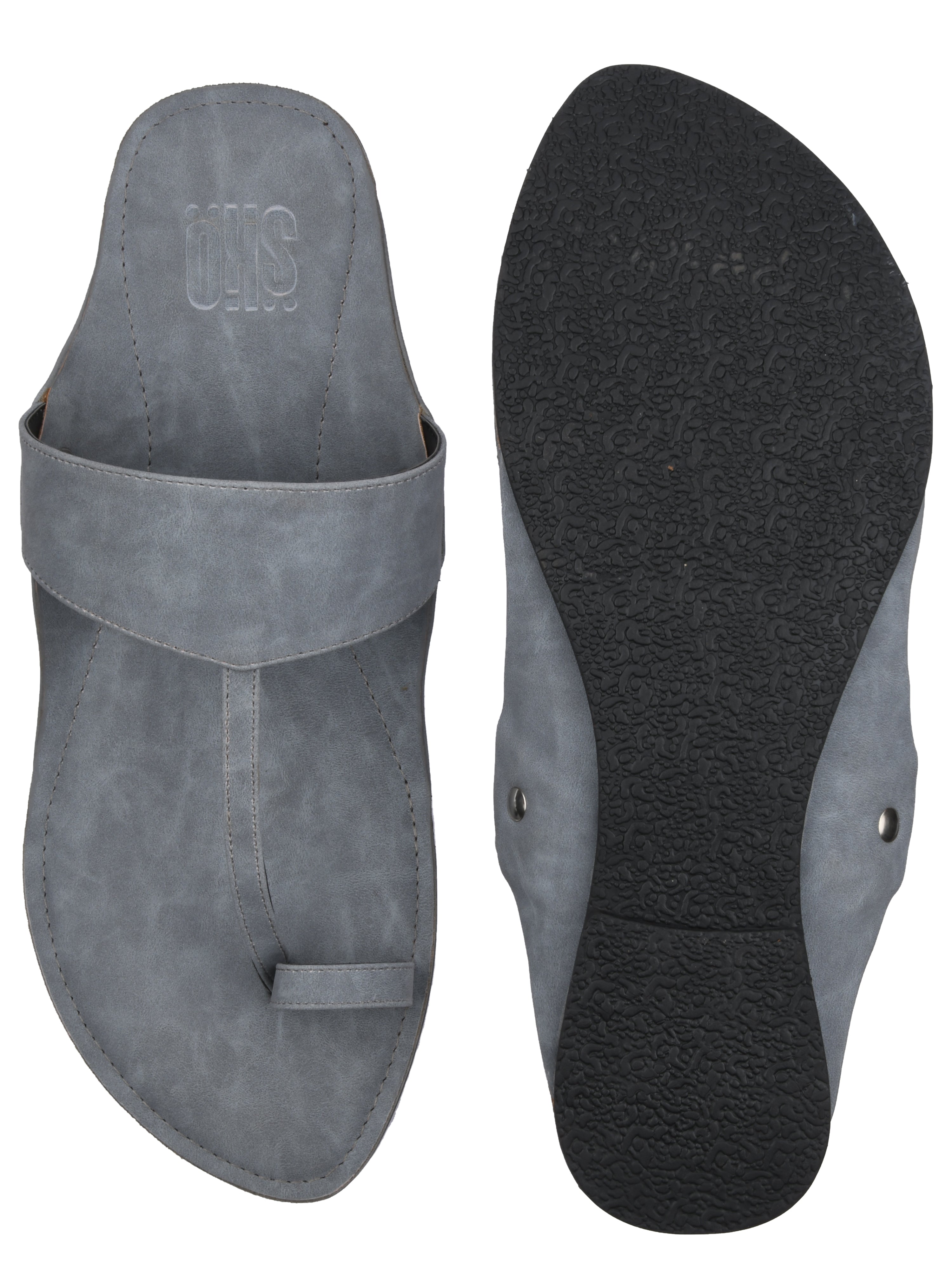 Grey Kolhapuri Slippers For Men