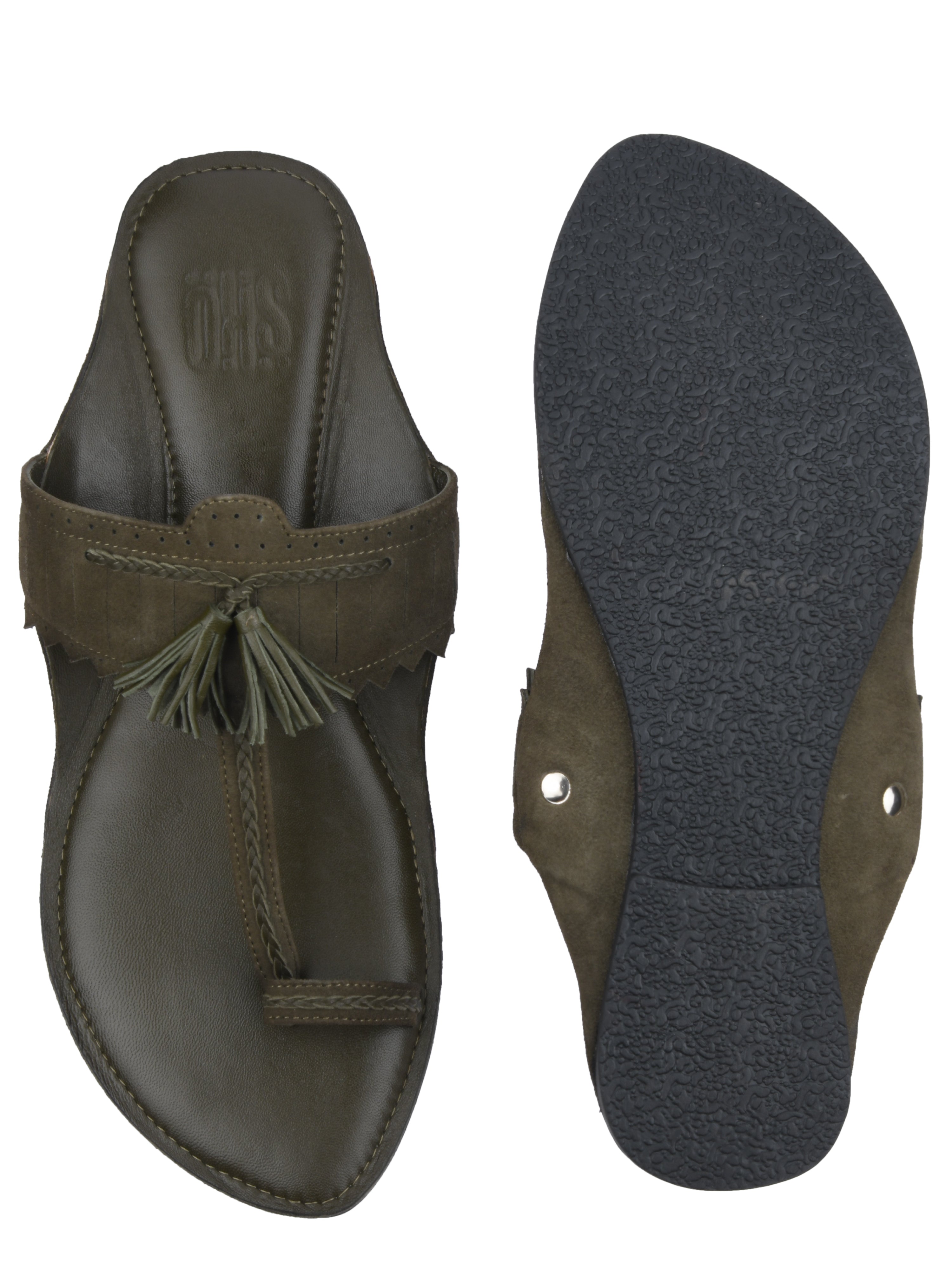 New Green Kolhapuri Slippers For Men